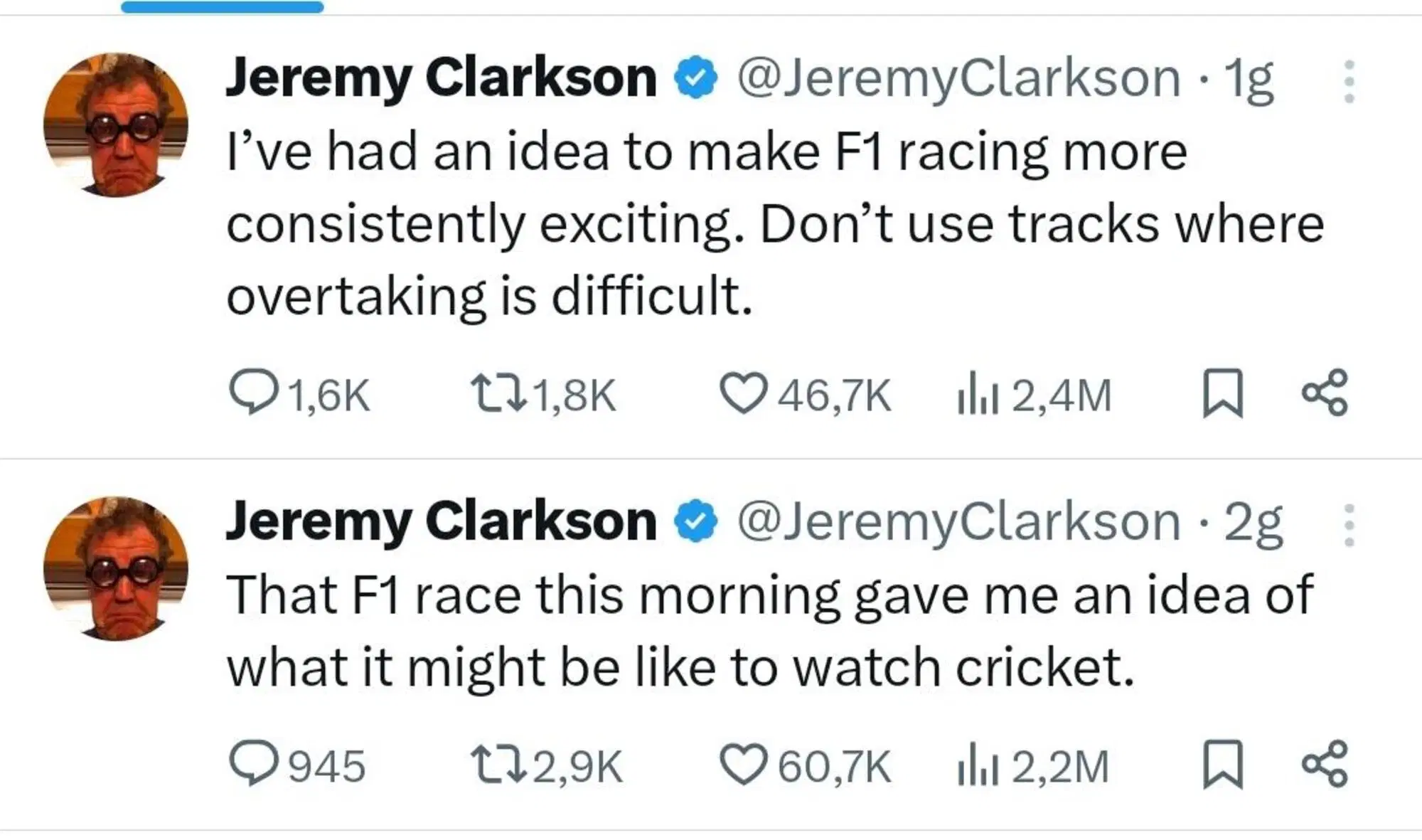 I tweet di Jeremy Clarkson 