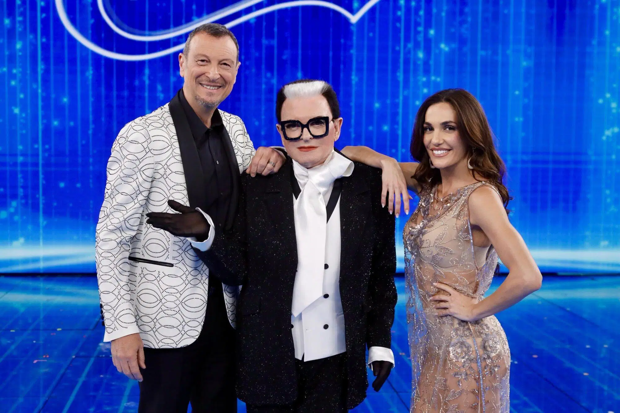 Amadeus, Cristiano Malgioglio, e Elena D'Amario ad Amici di Maria De Filippi