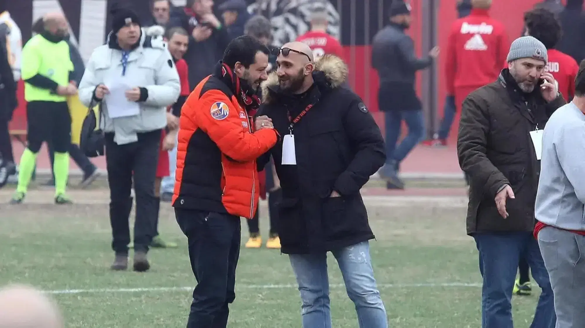 Matteo Salvini, leader della Lega, e Luca Lucci, il capo della curva Sud del Milan