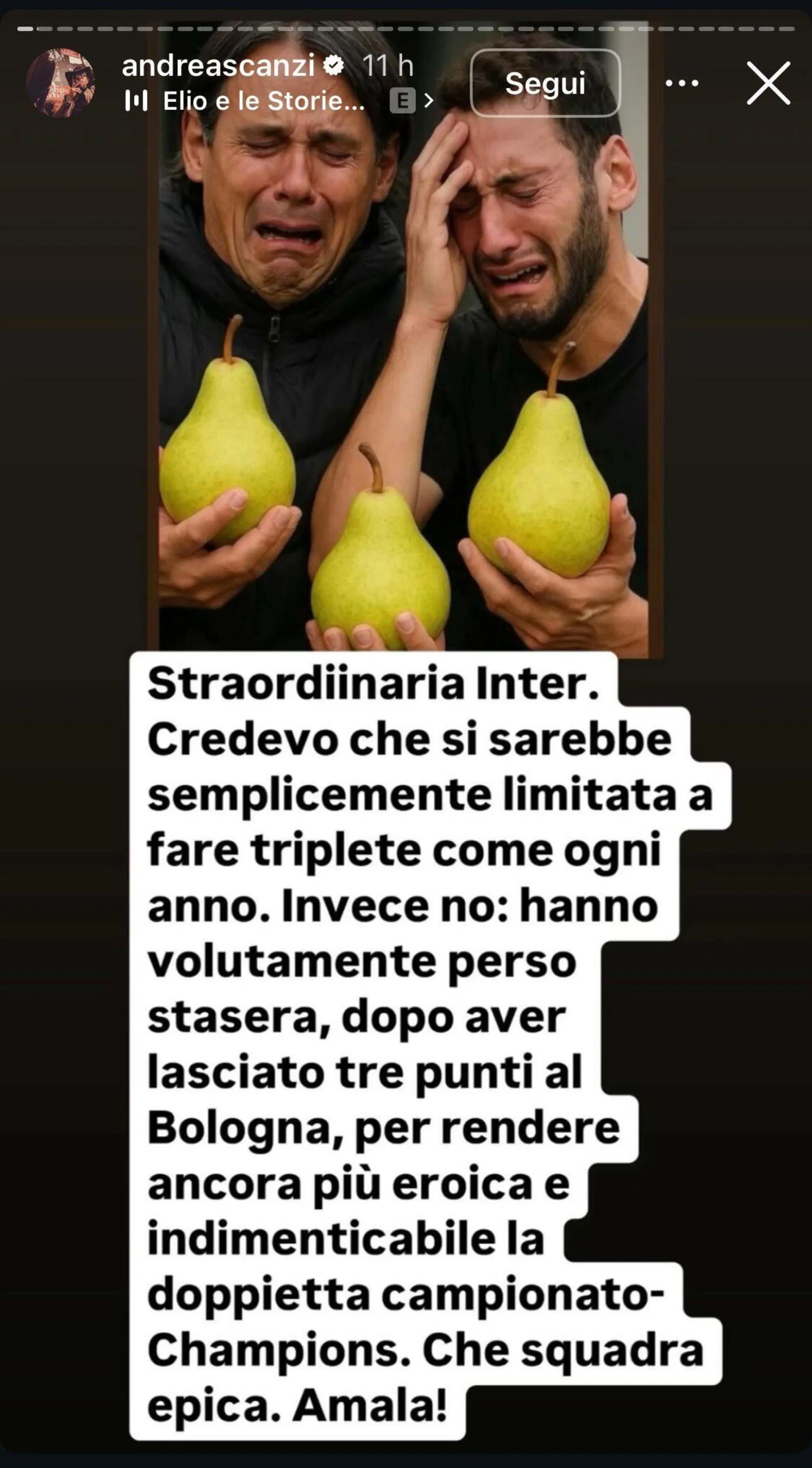 Andrea Scanzi commenta la sconfitta dell'Inter e l'atteggiamento di Simone Inzaghi