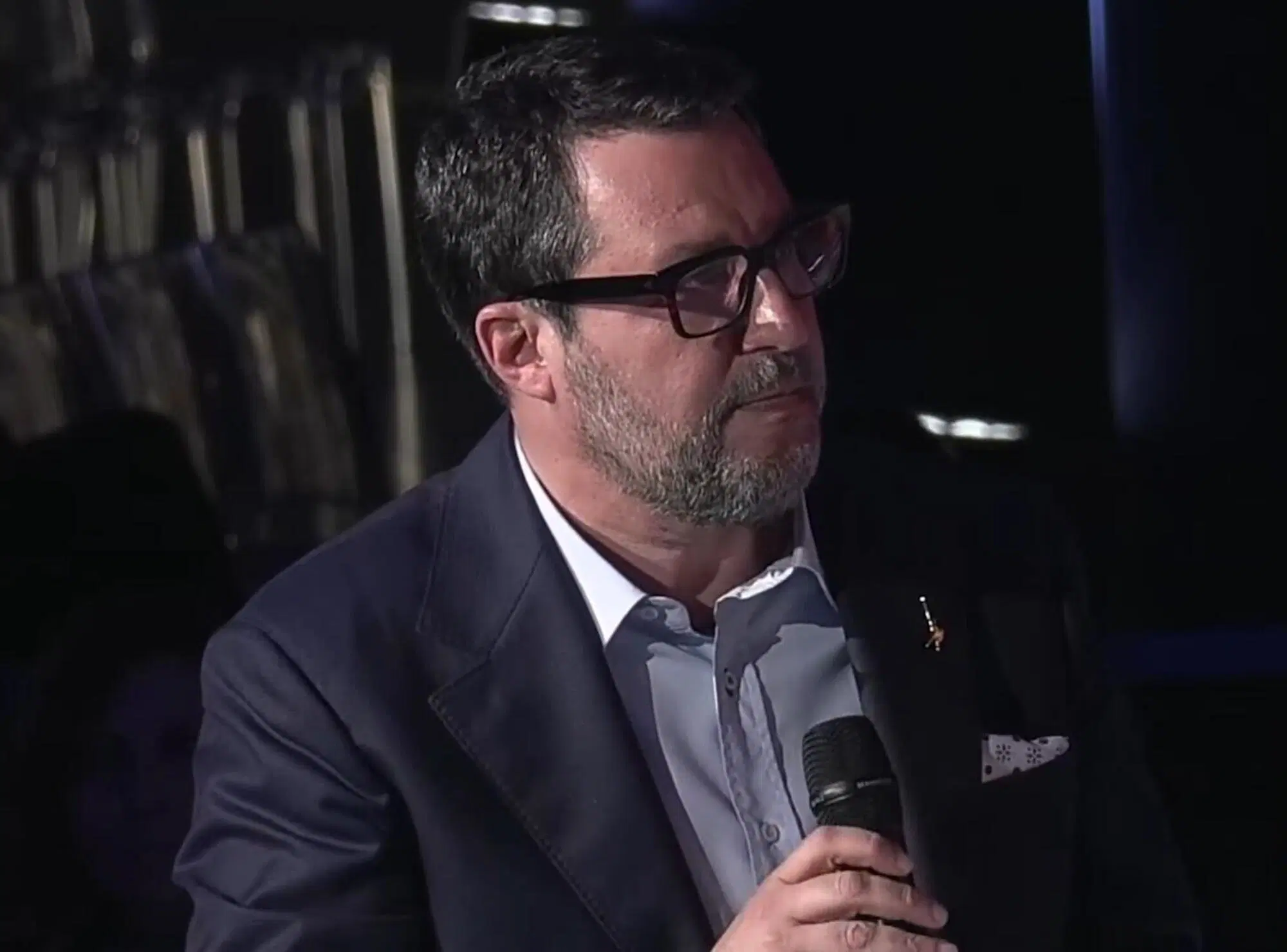Matteo Salvini durante l'intervista a Elon Musk
