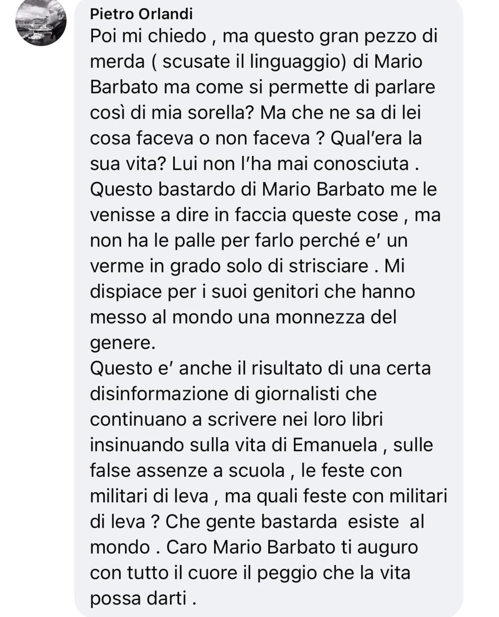 Pietro Orlandi su Facebook 