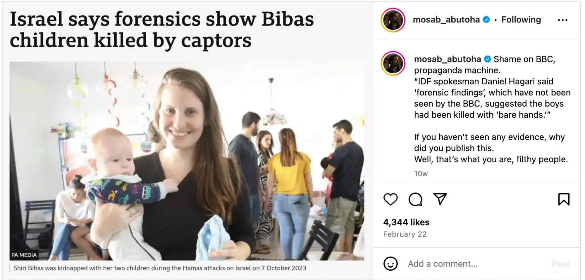 Il post sui due fratelli Bibas