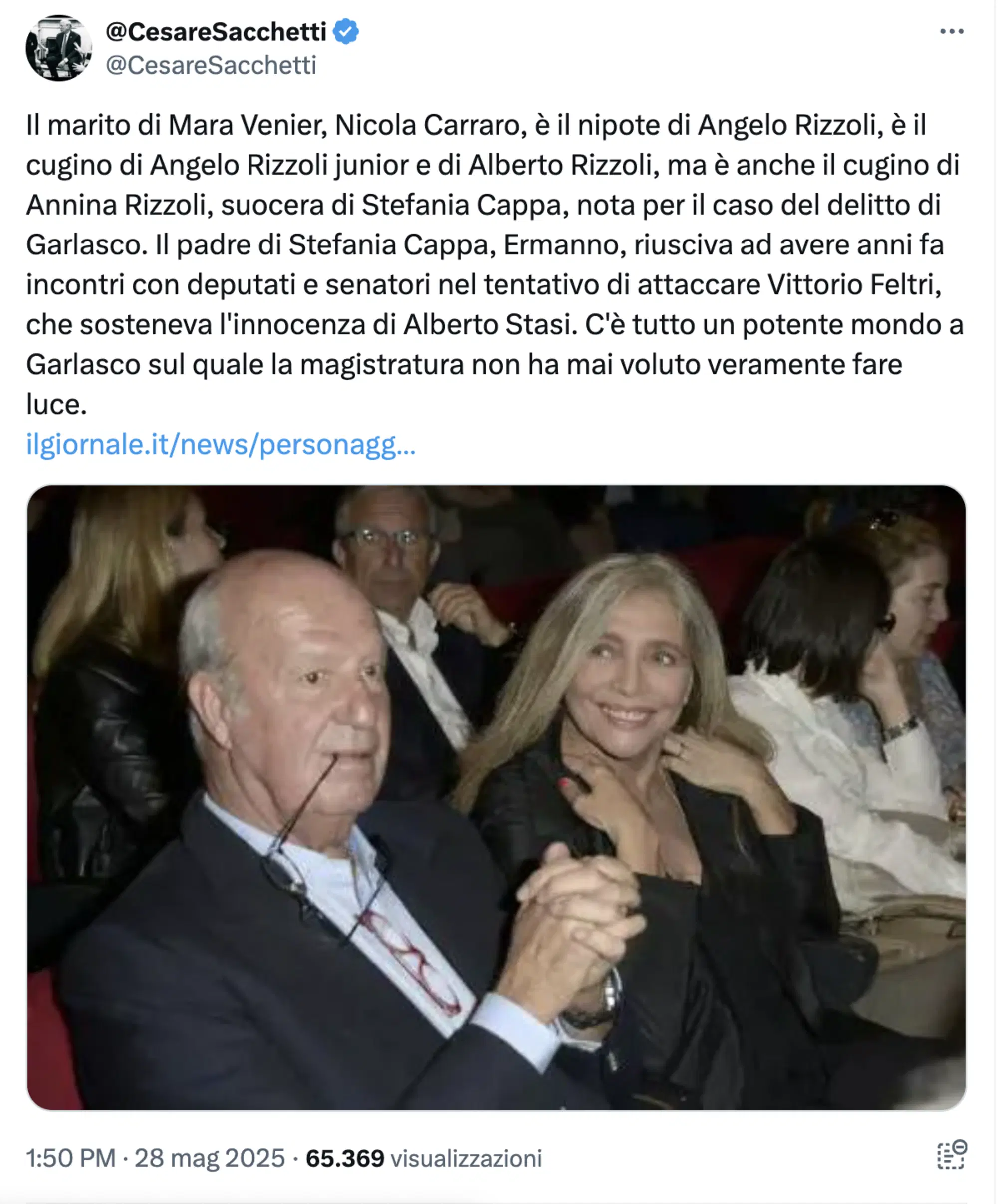 L'ipotesi di Cesare Sacchetti condivisa su X 