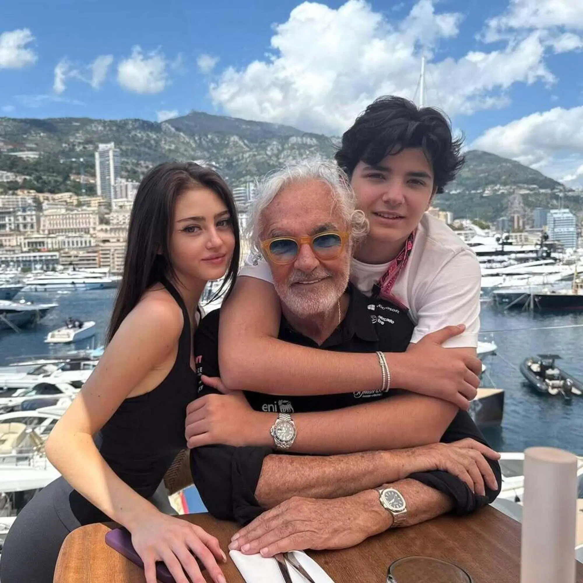 Briatore con Falco, Leni e il Rolex