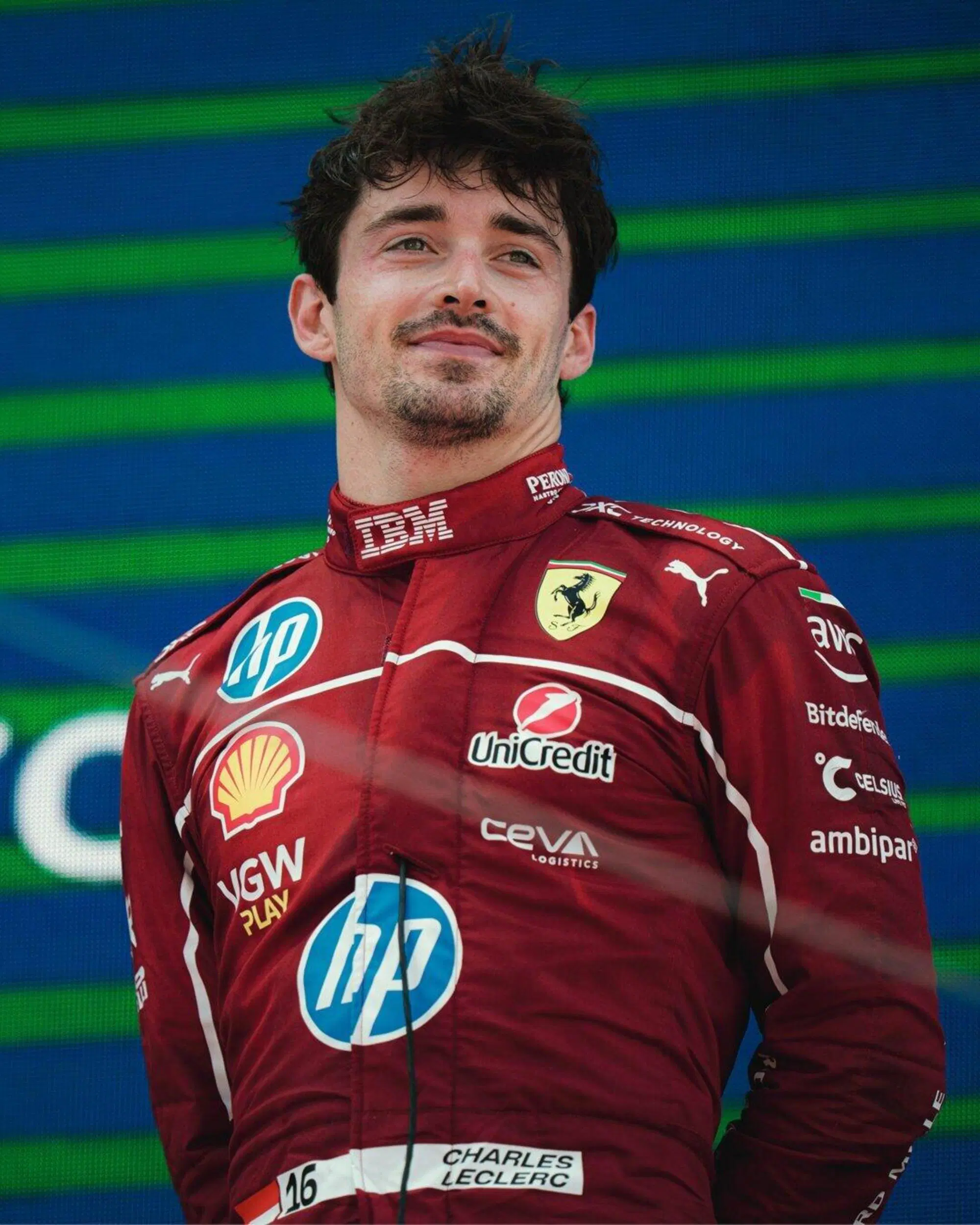 Charles Leclerc sul podio di Barcellona