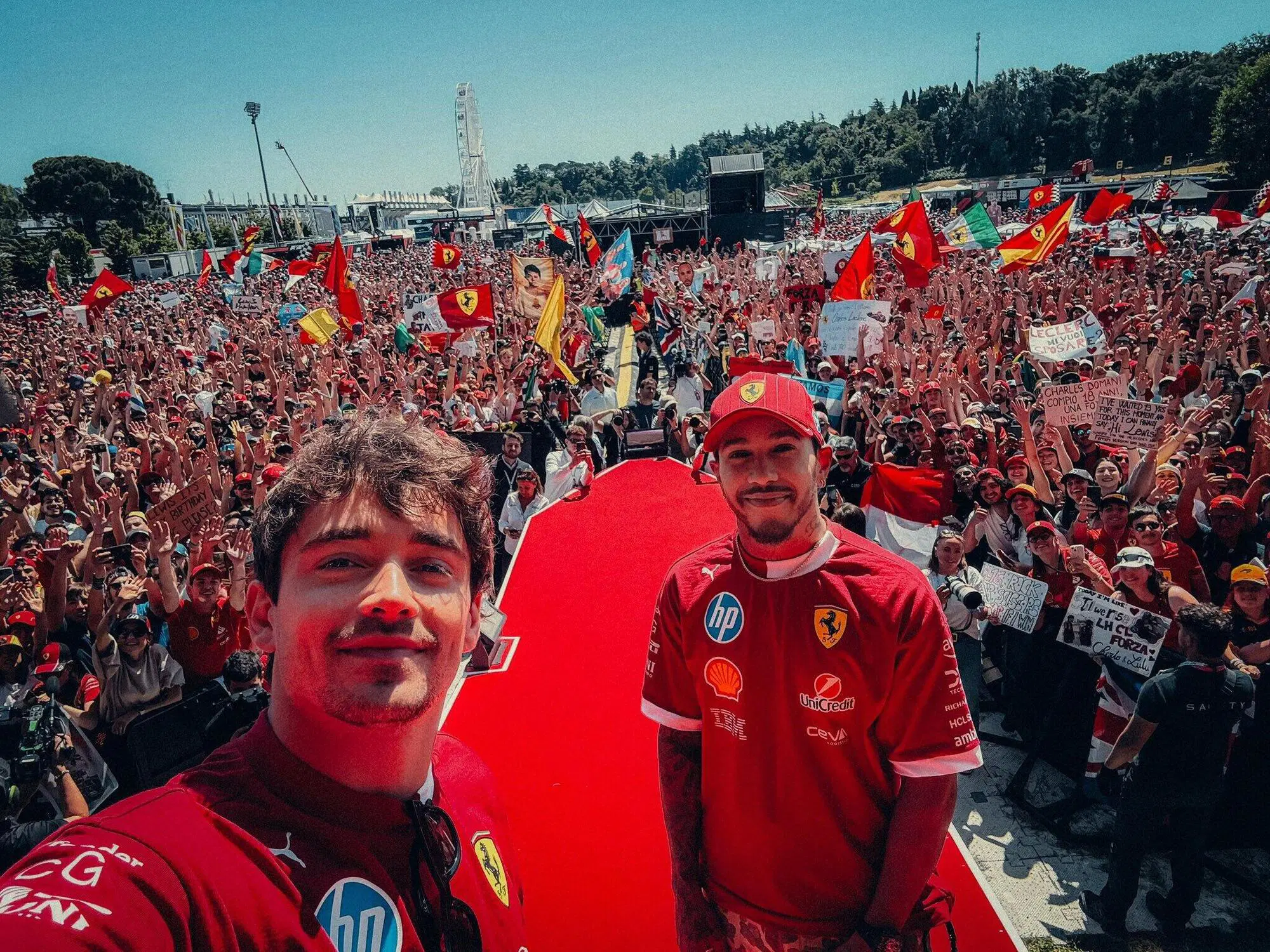 Charles Leclerc Lewis Hamilton Ferrari Imola