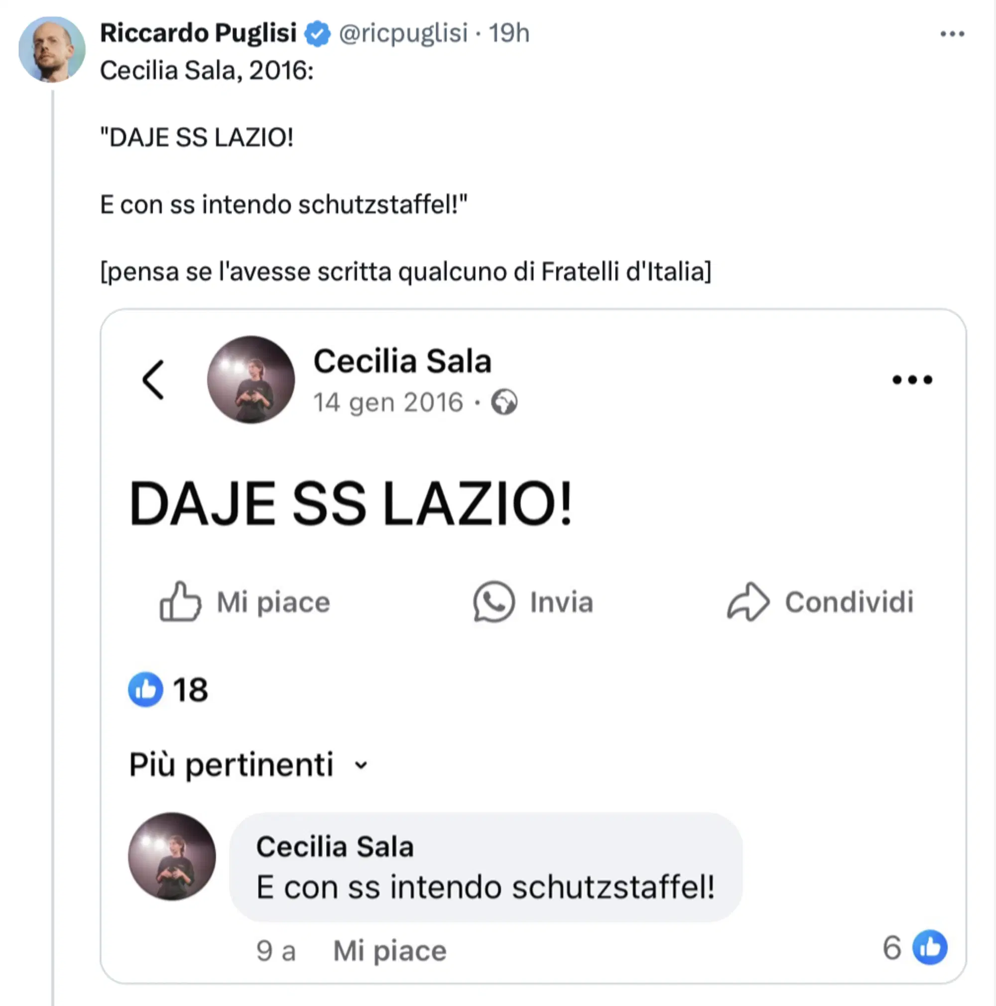 Post Facebook Cecilia Sala