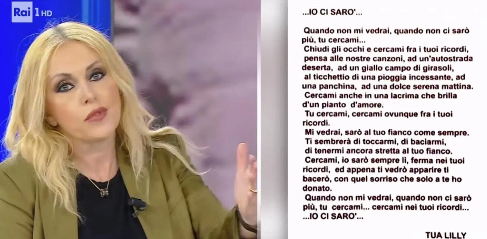 Roberta Bruzzone a La Vita in Diretta e la lettera di Lilly