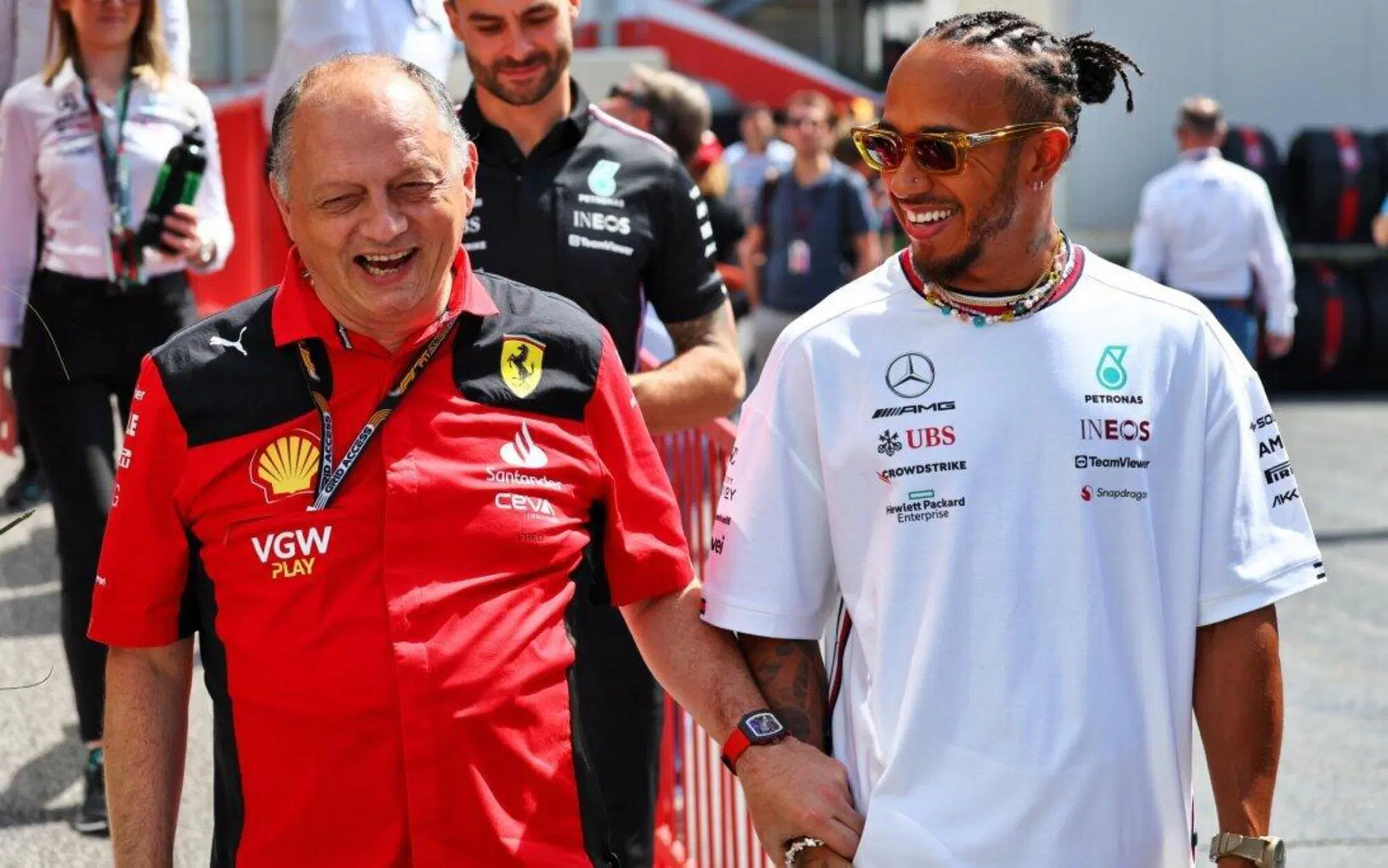 Fred Vasseur e Lewis Hamilton