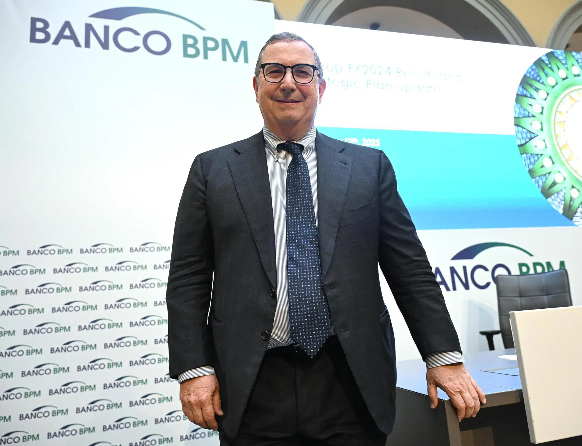 Il ceo di Banco Bpm, Giuseppe Castagna, alla presentazione dei risultati e del piano strategico Milano, 12 febbraio 2025