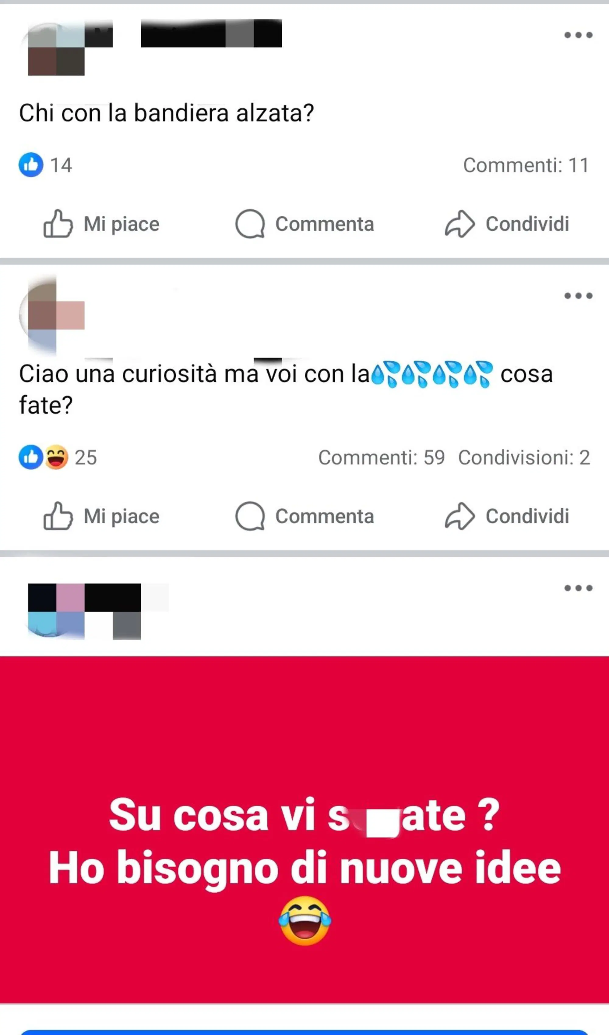 Uno screenshot dal gruppo "I s*gaioli"