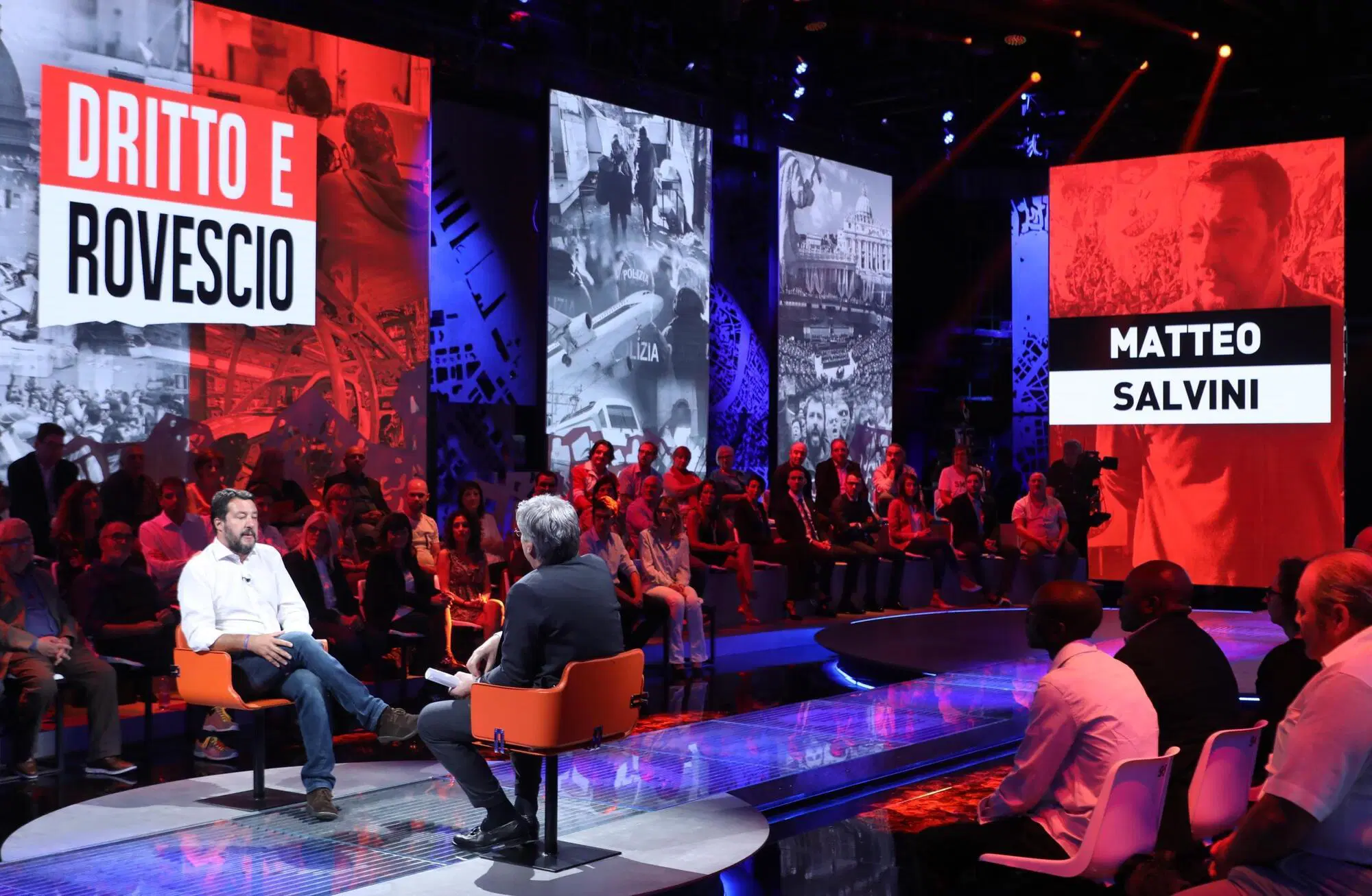 Matteo Salvini in studio a Dritto e Rovescio