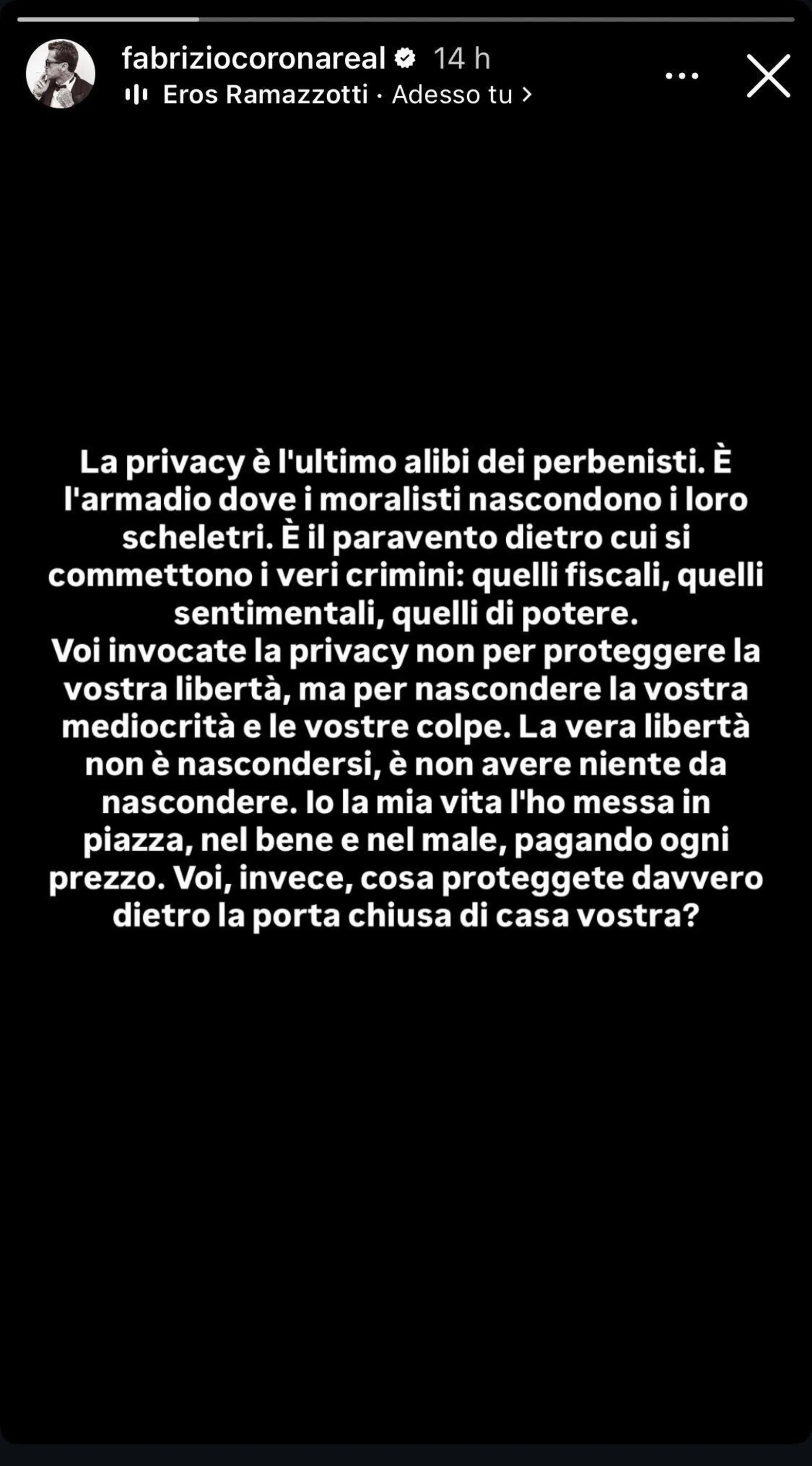 La storia condivisa da Fabrizio Corona