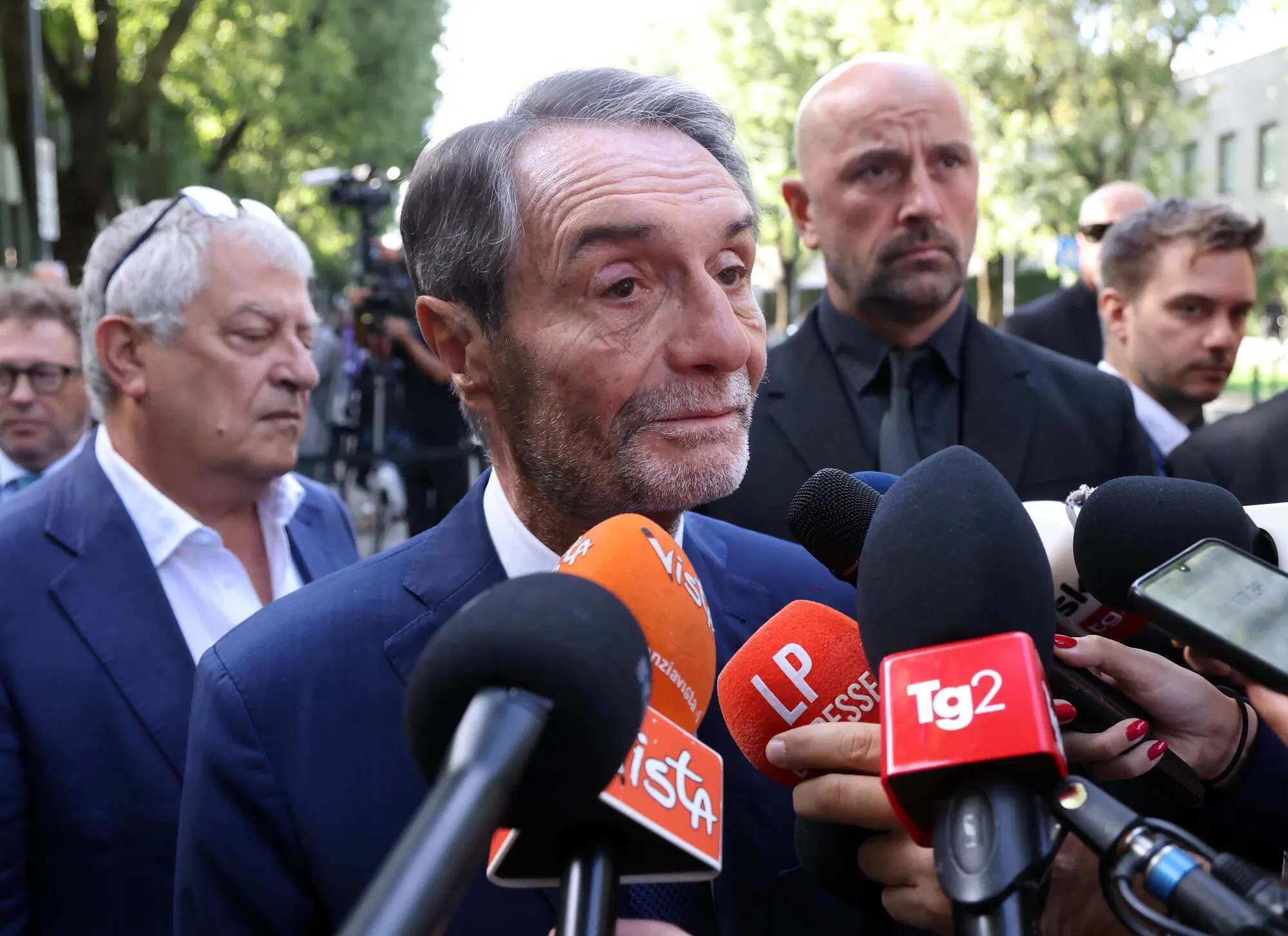 Attilio Fontana alla camera ardente di Armani