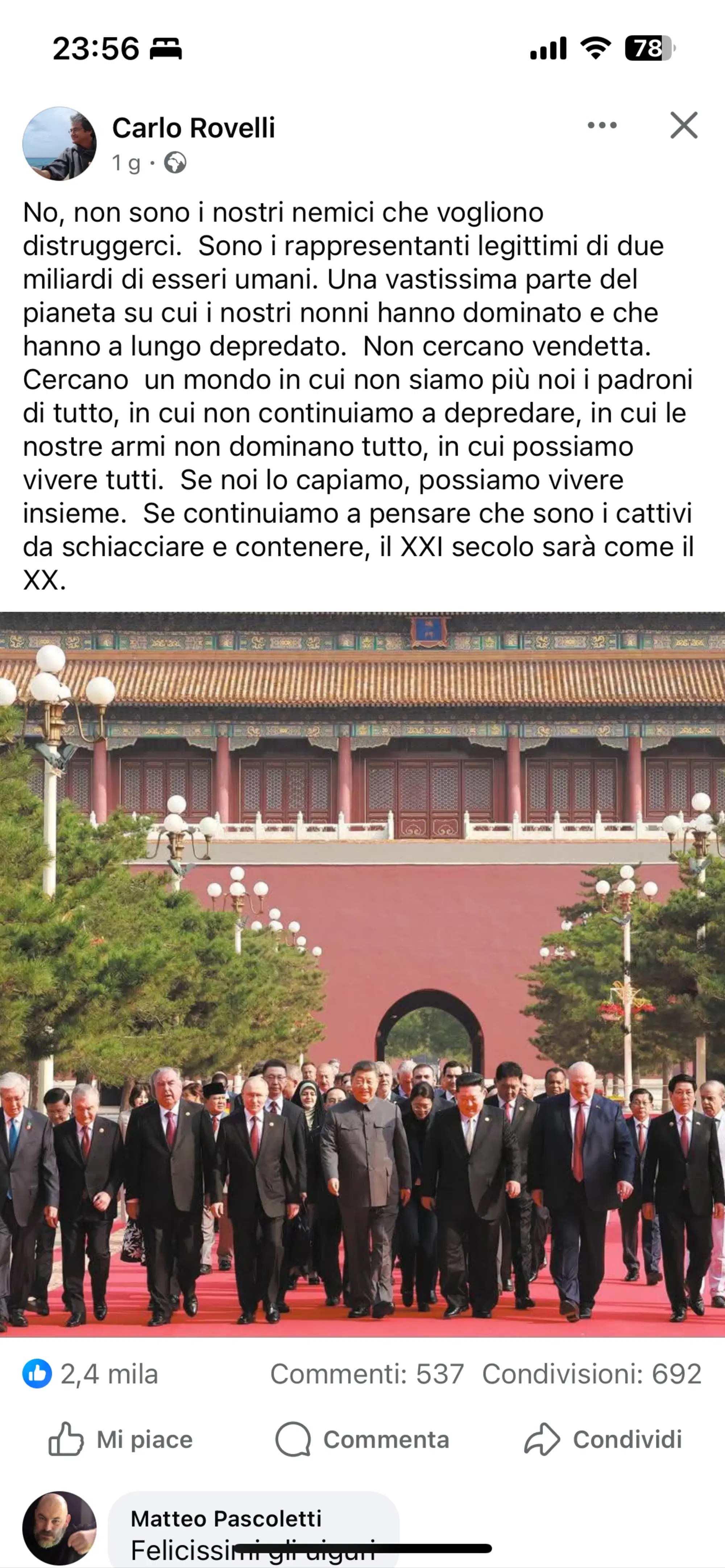 Il post di Carlo Rovelli