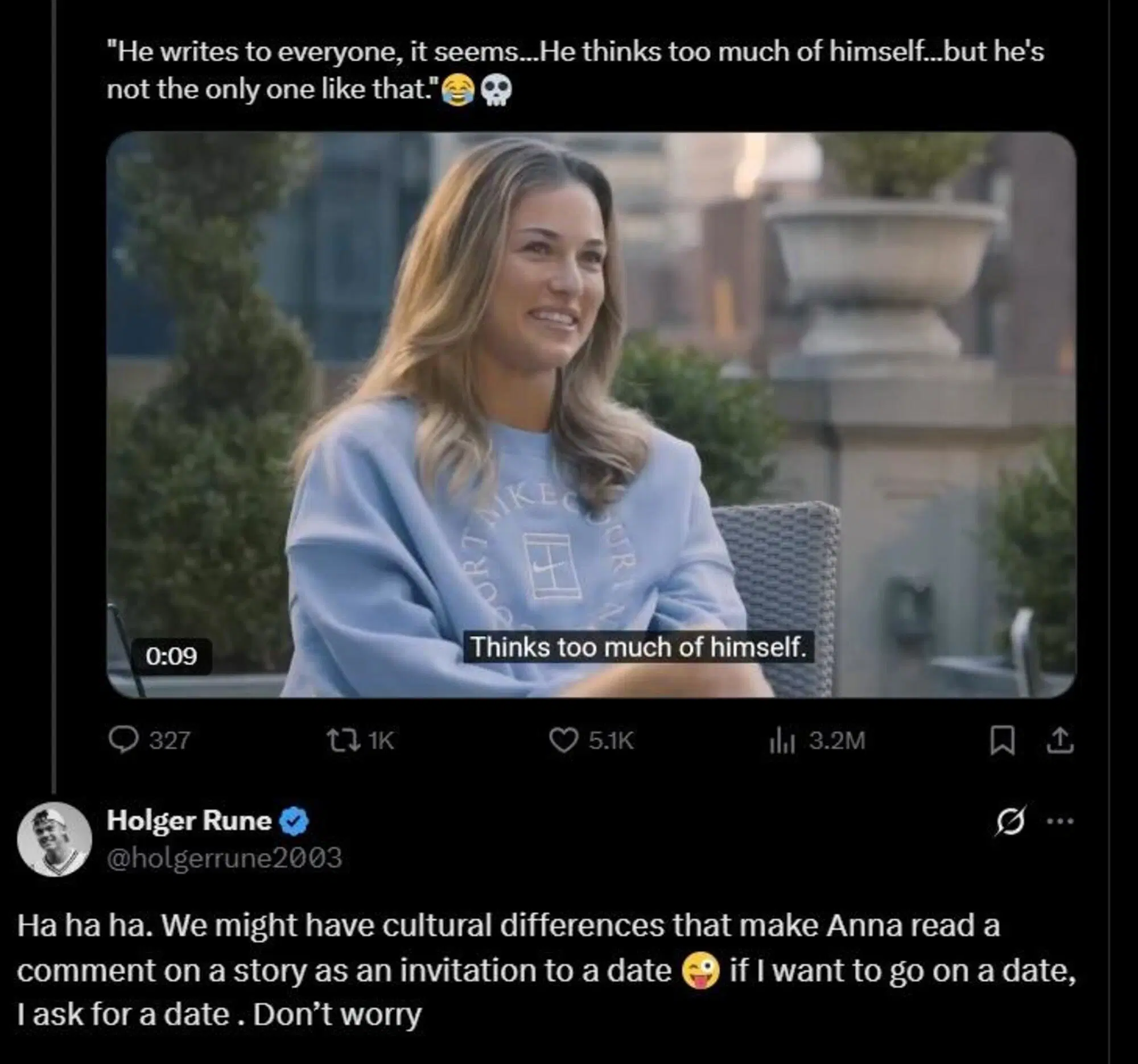 Lo sputtanamento di Anna Kalinskaya e la risposta di Holger Rune