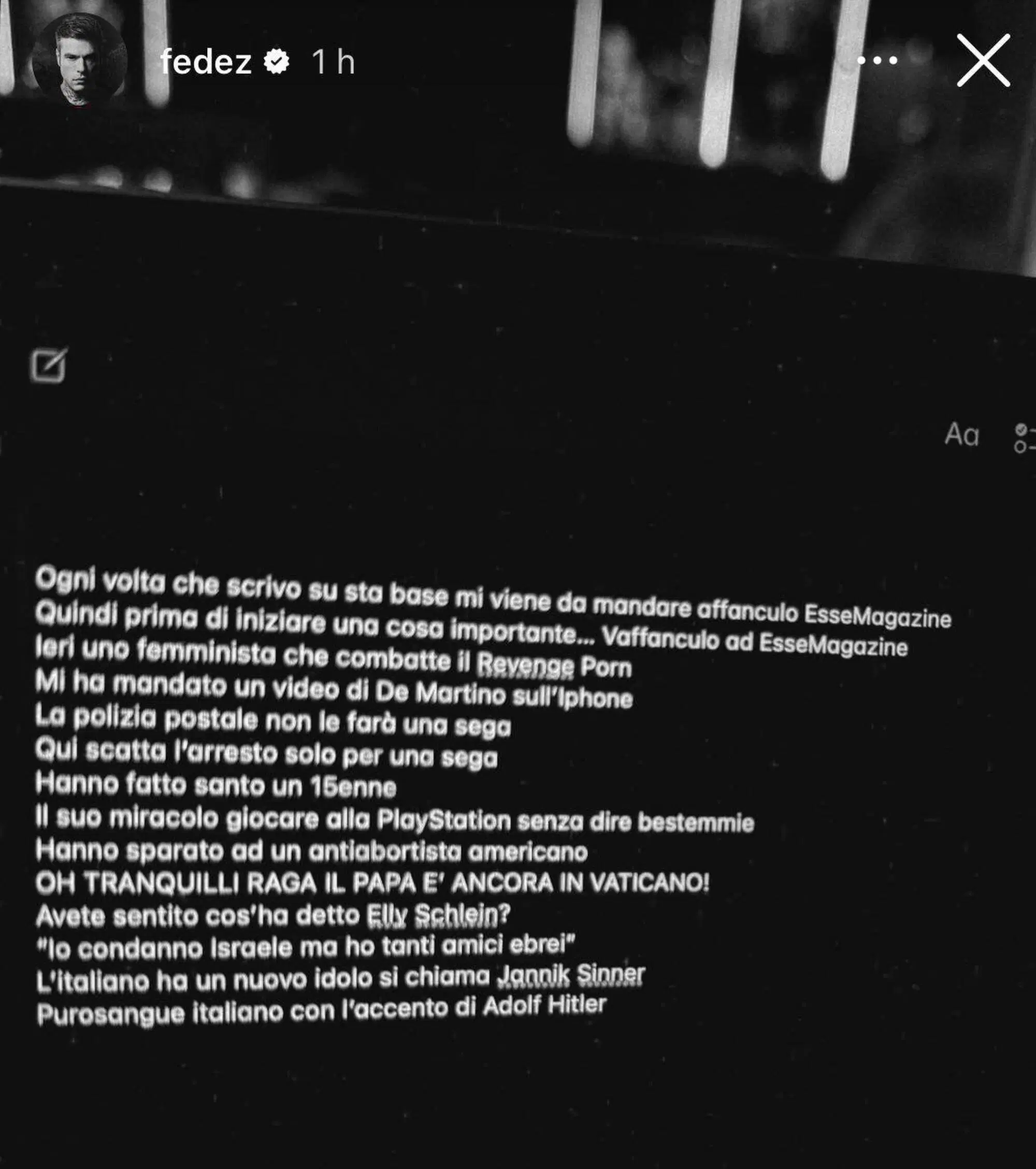 Il testo del dissing che Fedez ha spoilerato sui social