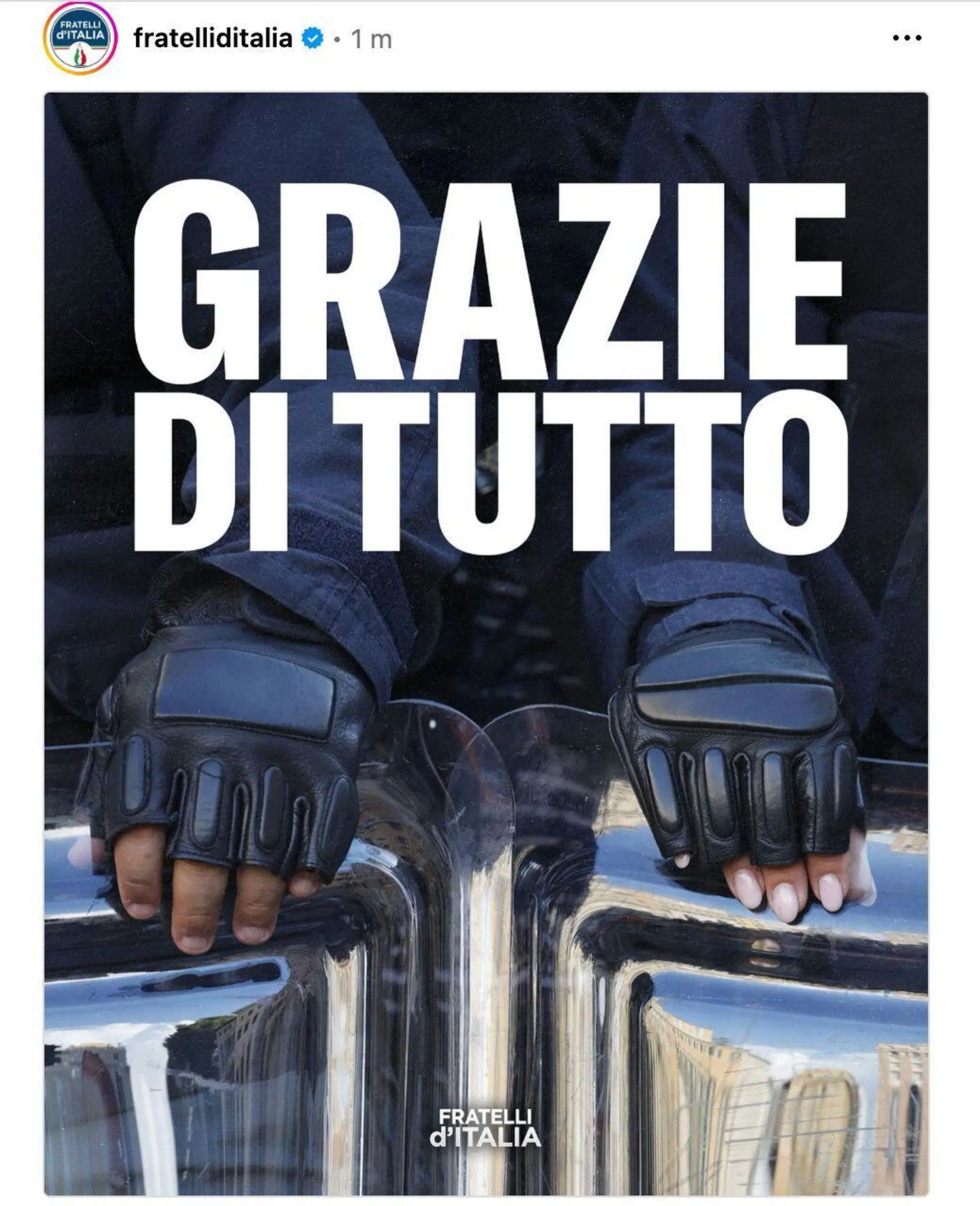 Il post di Fratelli d'Italia