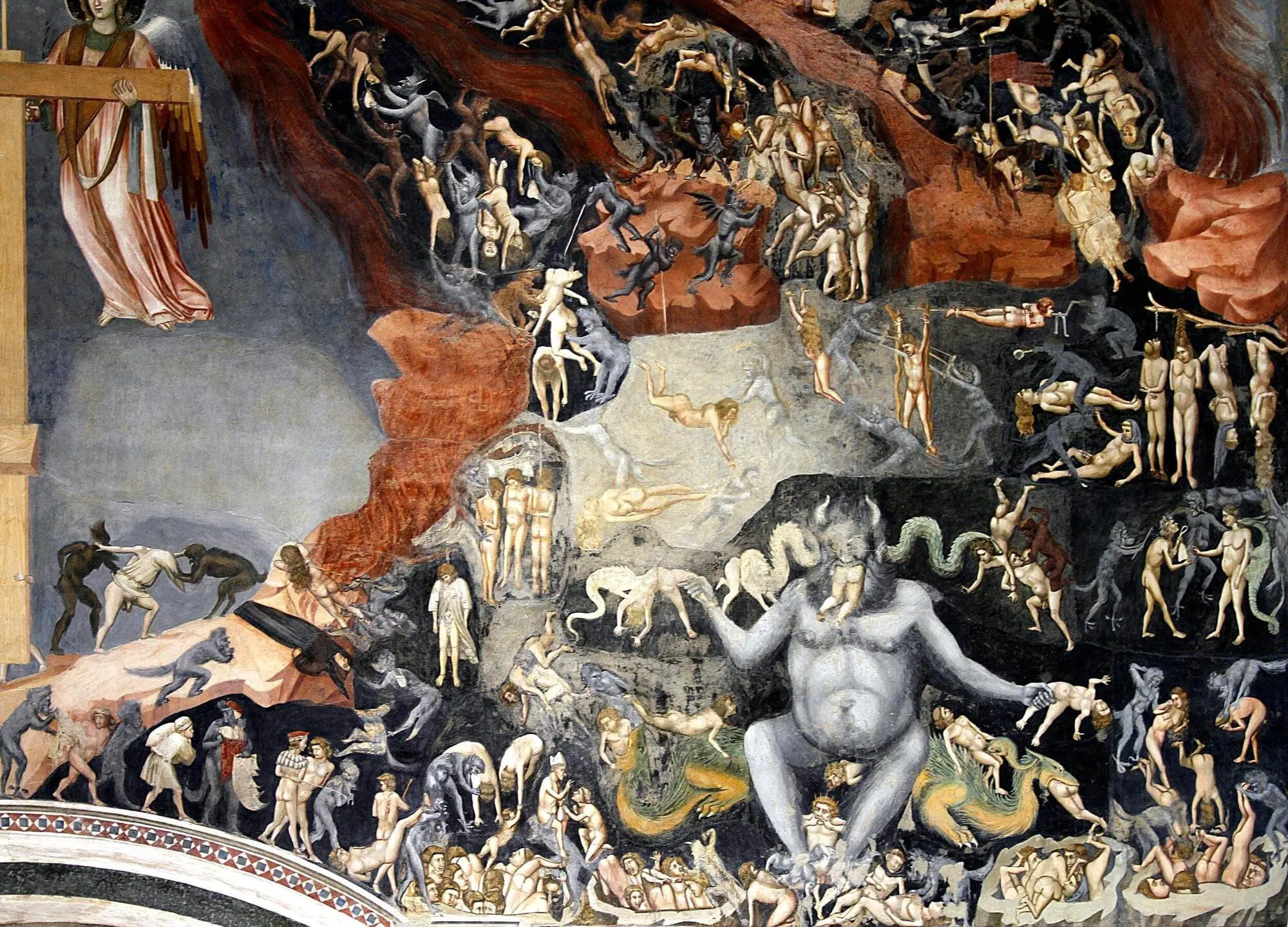 Particolare del diavolo nel Giudizio universale di Giotto (Cappella degli Scrovegni, Padova)