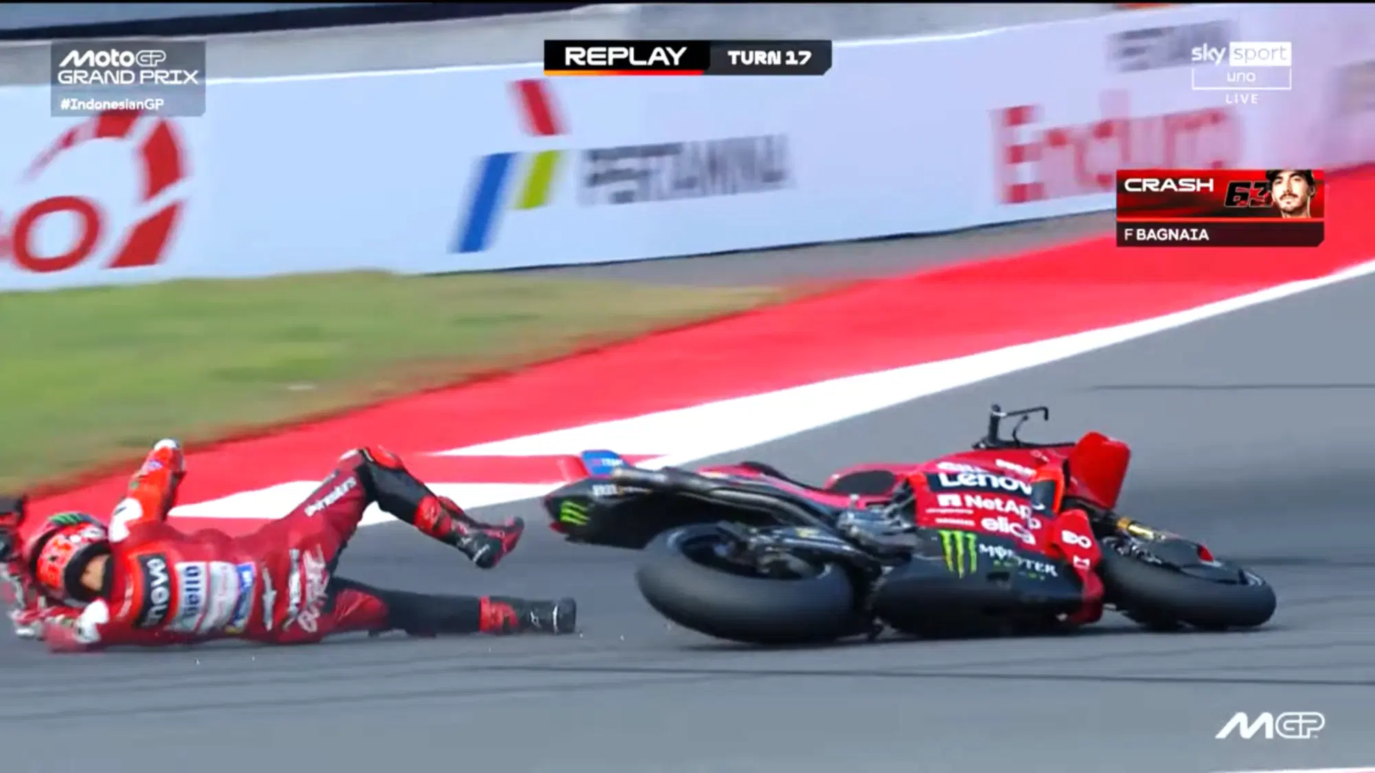 Caduta Bagnaia Mandalika 2025