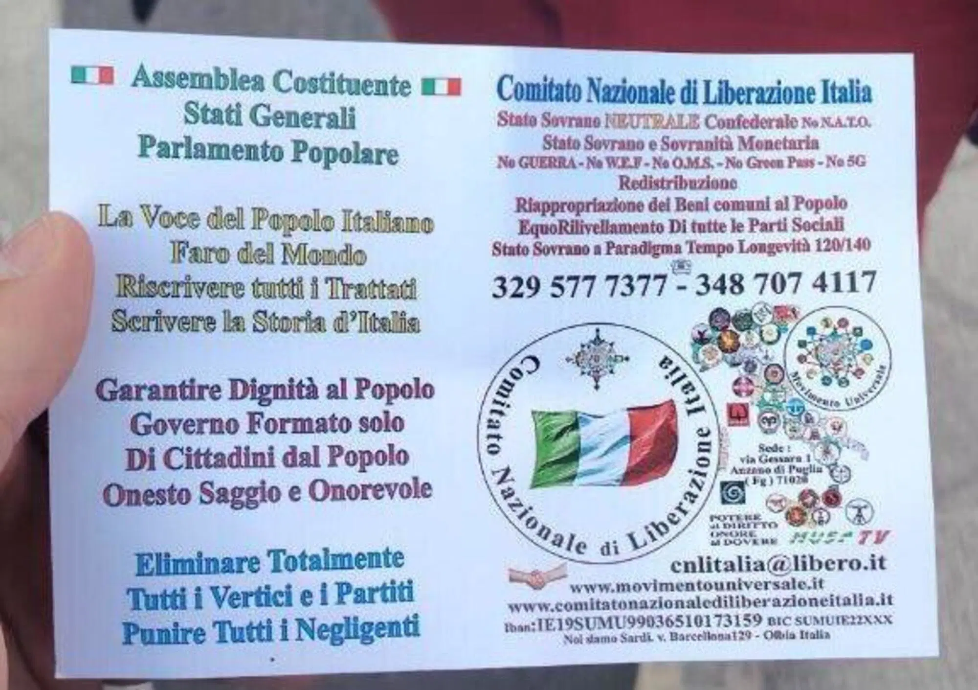 Il manifesto del Movimento Universale ovvero Movimento per la Liberazione Nazionale