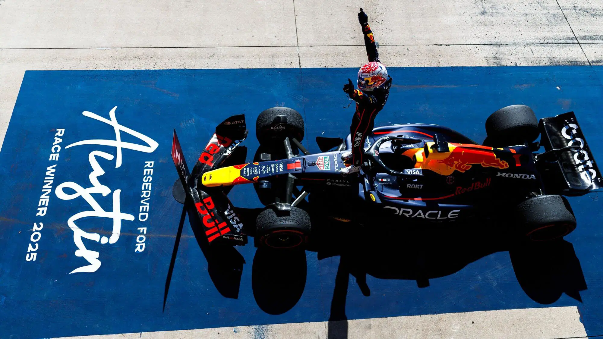 Max Verstappen vittoria Austin festeggiamenti