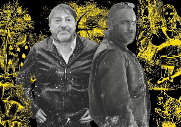 Sigfrido Ranucci con la giacca di pelle &egrave; il Massimiliano Zossolo al di l&agrave; dello specchio di Alice