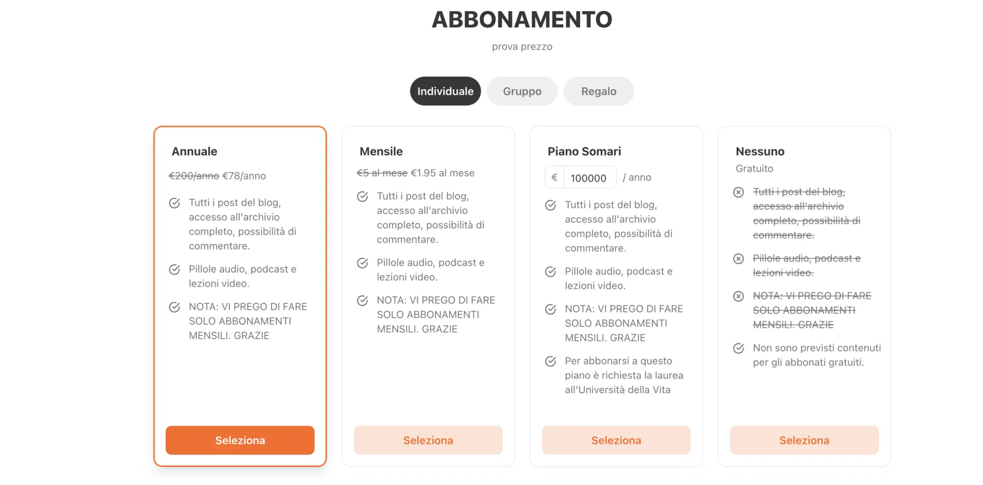 Le opzioni di abbonamento alla newsletter di Roberto Burioni 