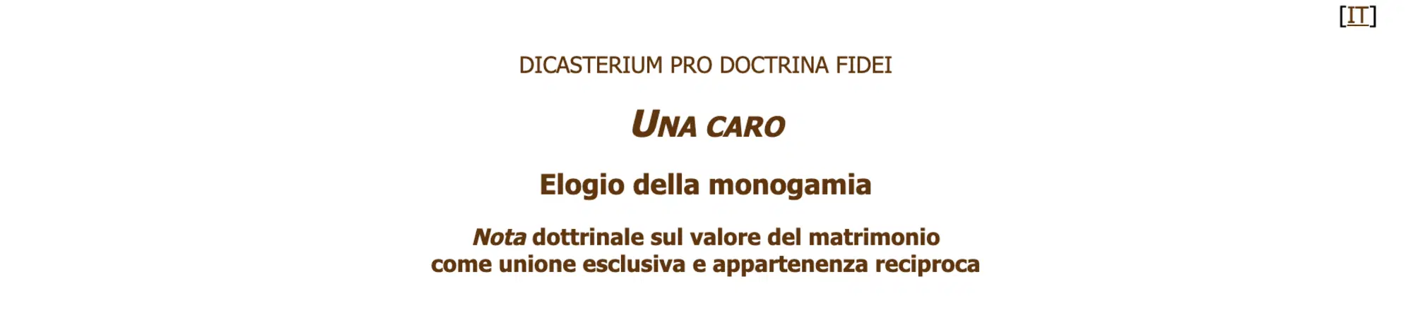 La nota dottrinale "Una caro"