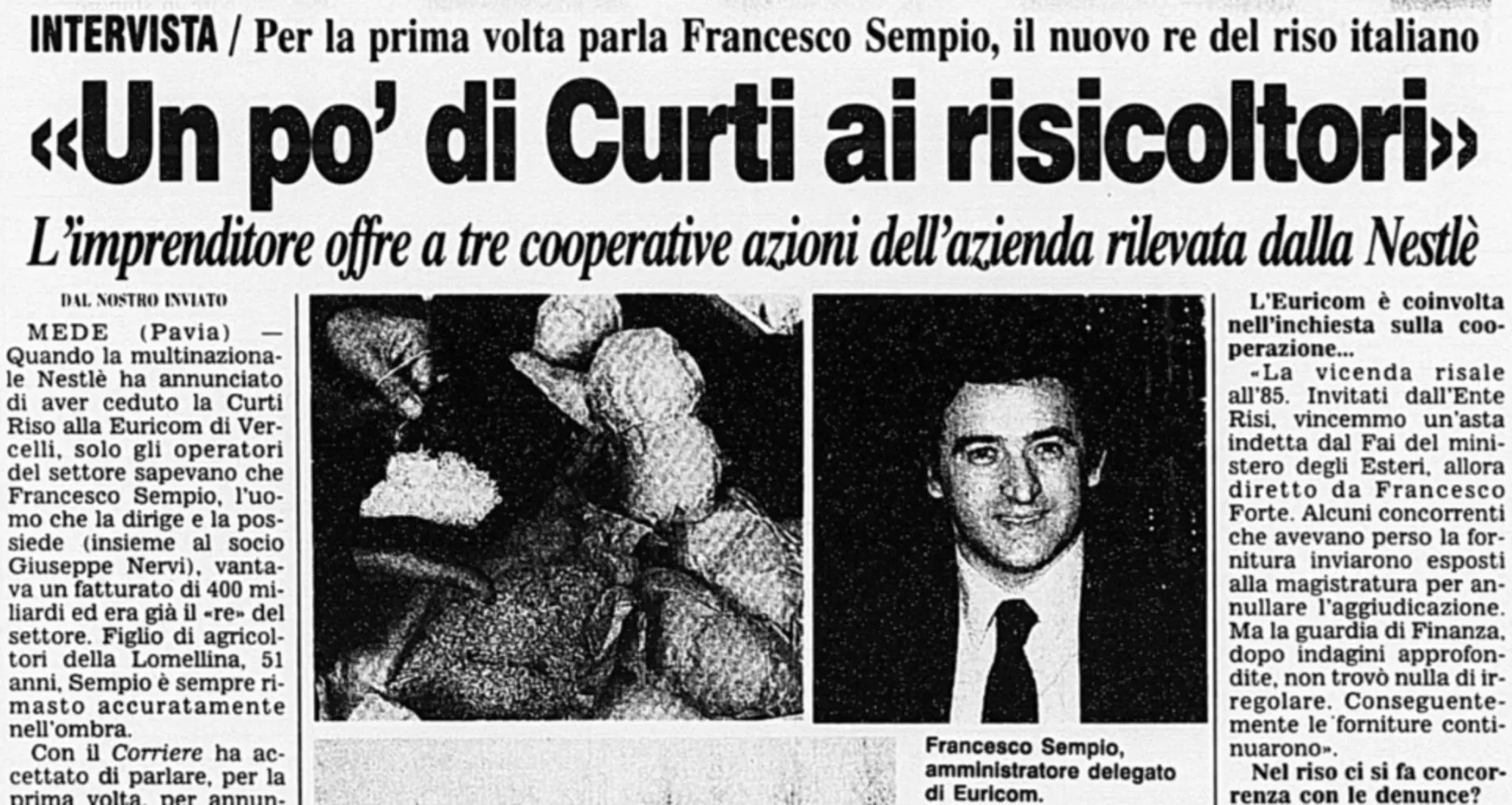 Un po' di Curti ai risicoltori 8 maggio 1994 Corriere della Sera