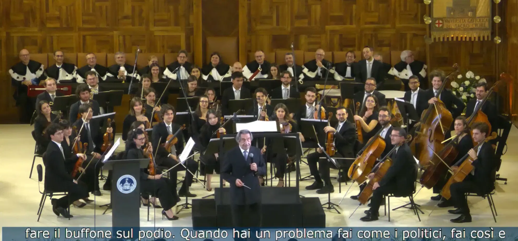 Riccardo Muti e l'Orchestra giovanile Cherubini nell'Aula Magna della Cattolica