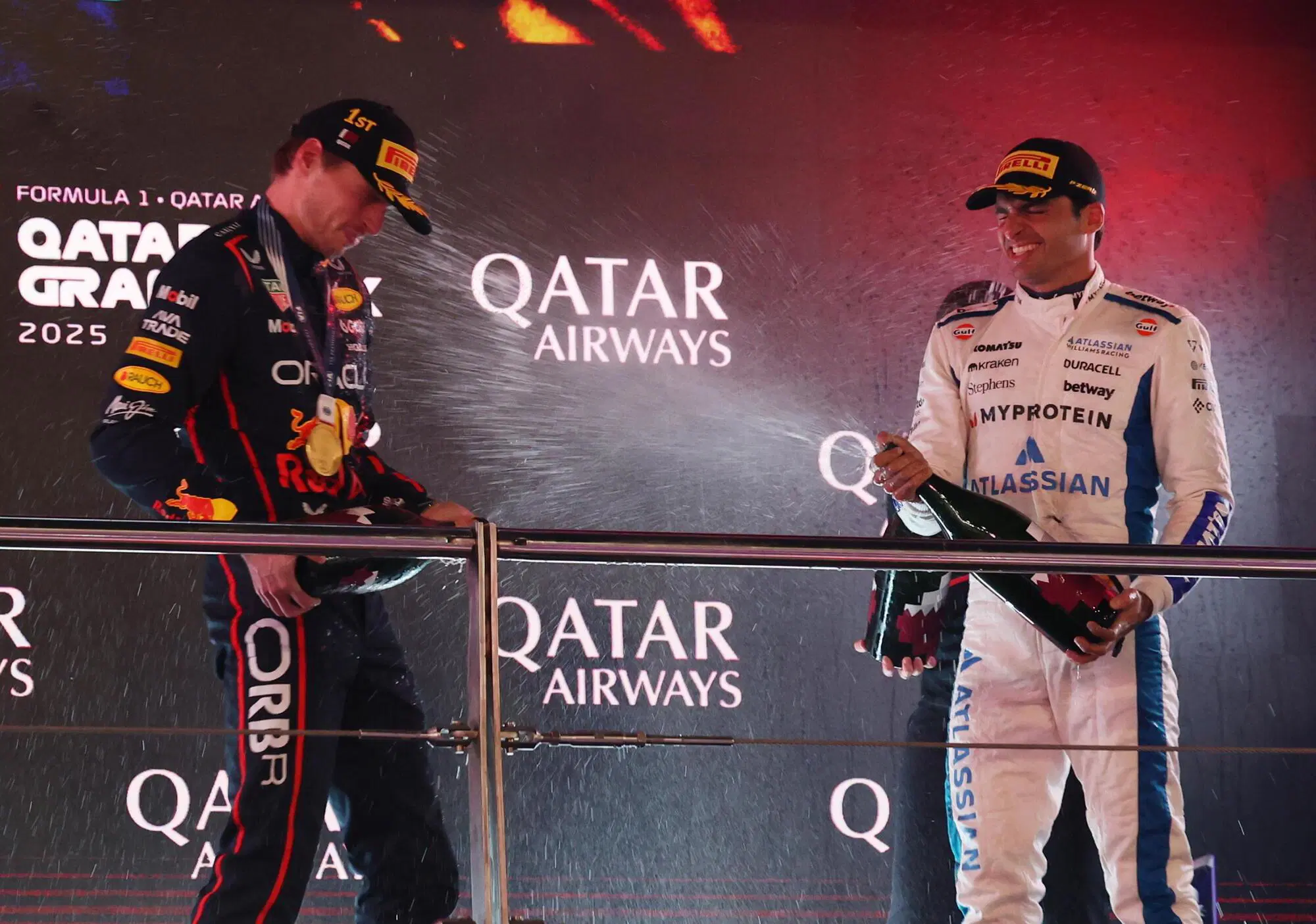 Max Verstappen e Carlos Sainz podio Qatar