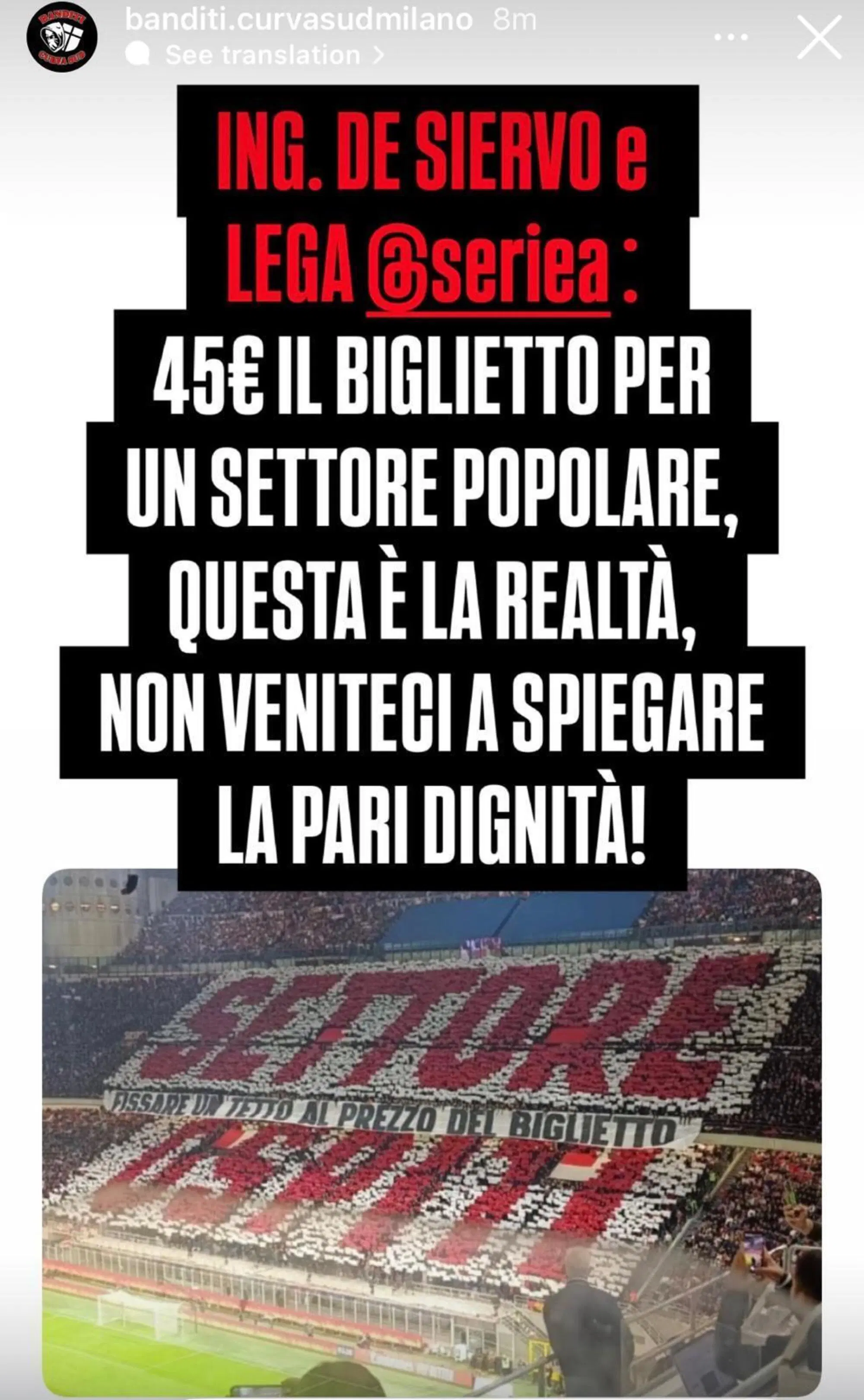 L'attacco a Milan e all'ad De Siervo