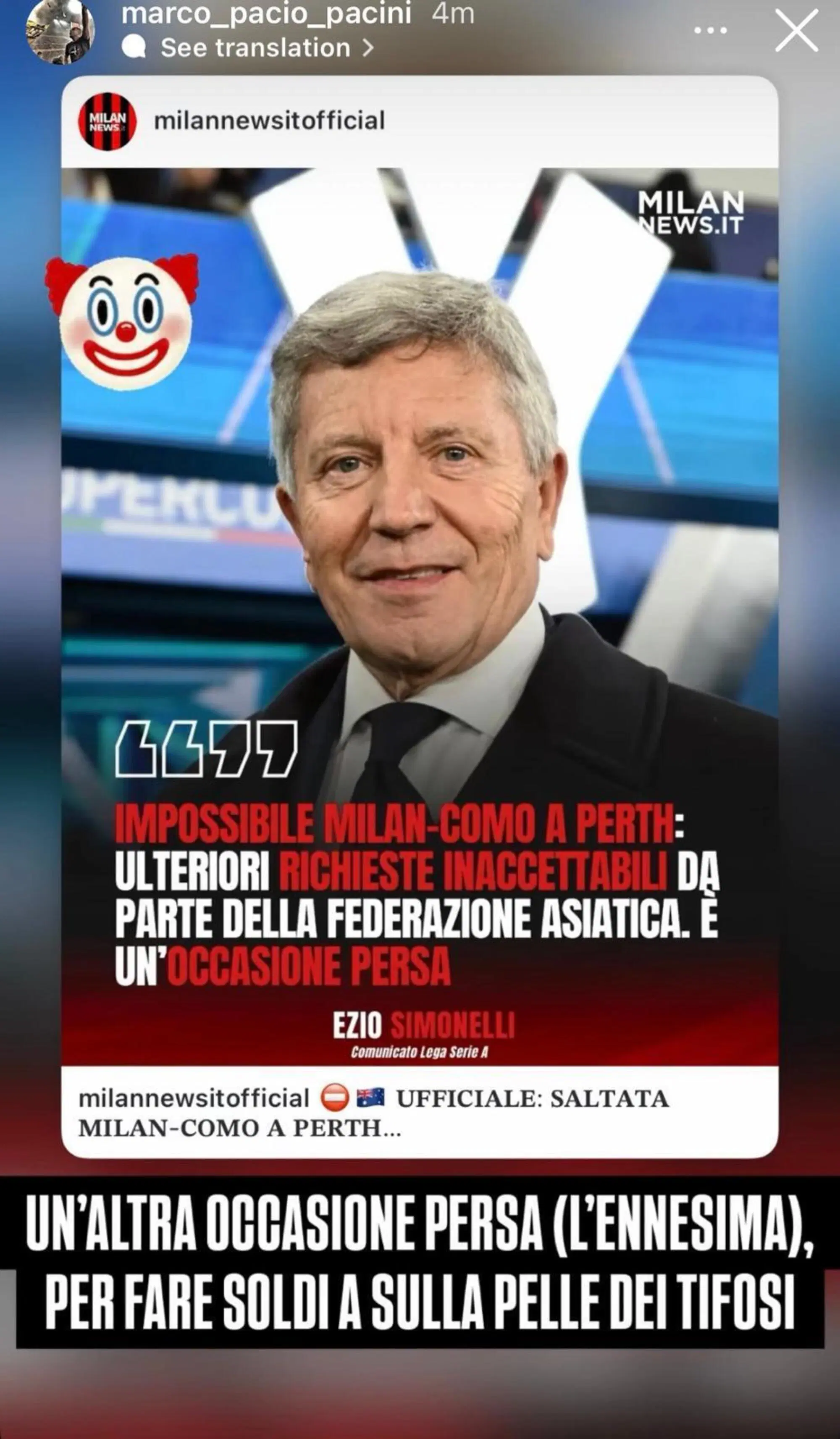 Marco Pacini contro Ezio Simonelli