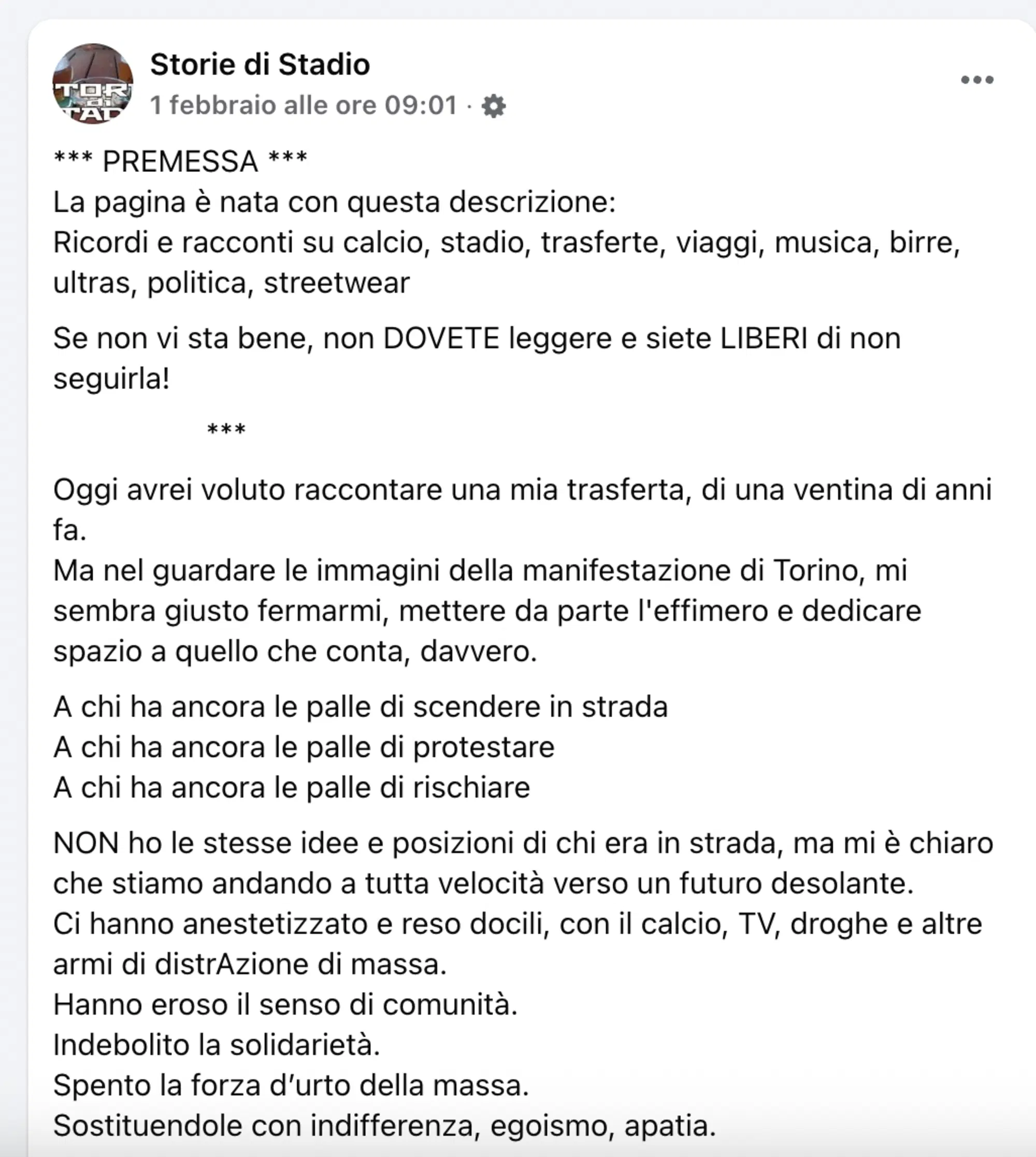 Storie da stadio - Facebook