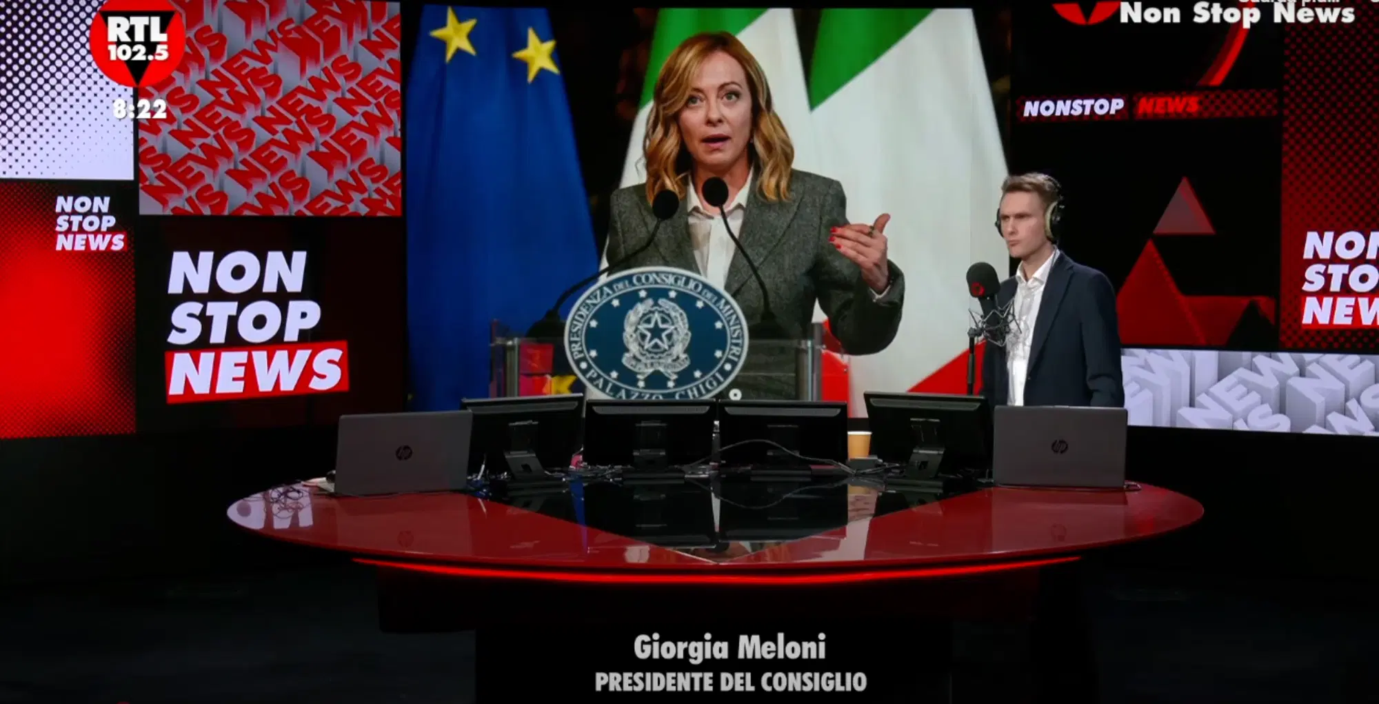 Giorgia Meloni in collegamento a Rtl