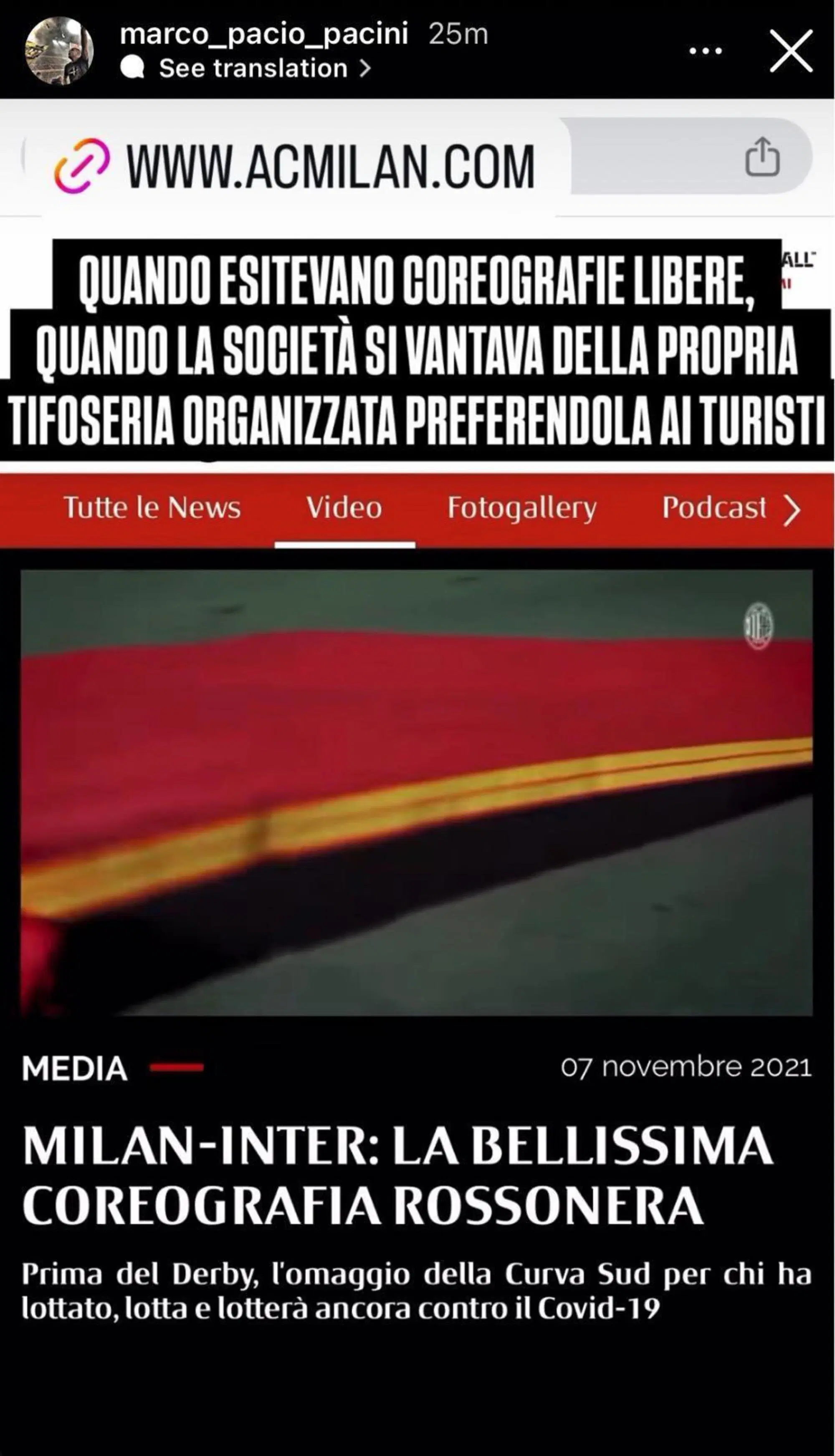 Marco "Pacio" Pacini sui social contro la societ&agrave;