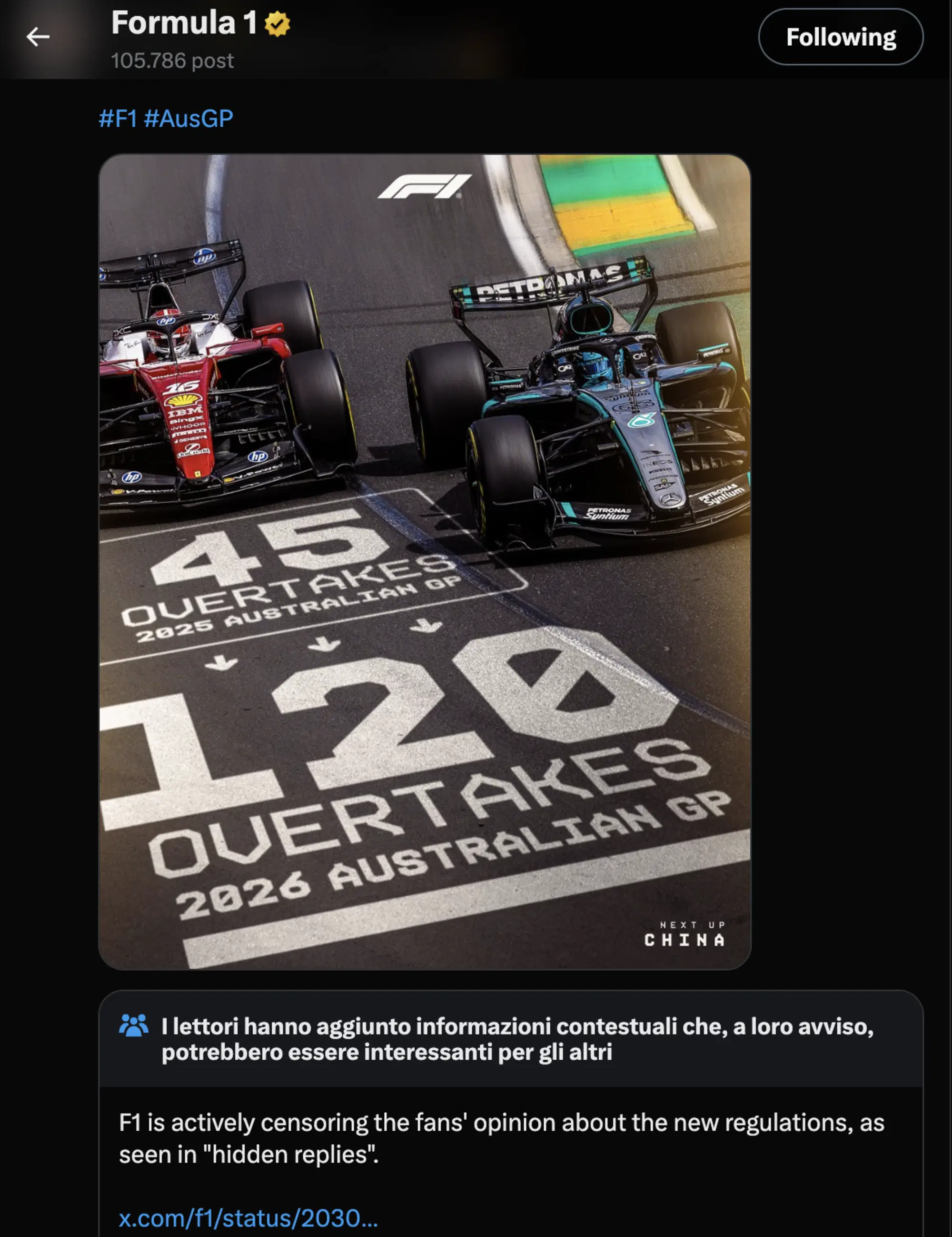 F1 censura X