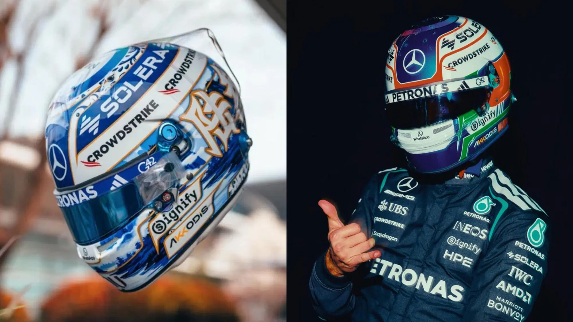 George Russell Kimi Antonelli casco