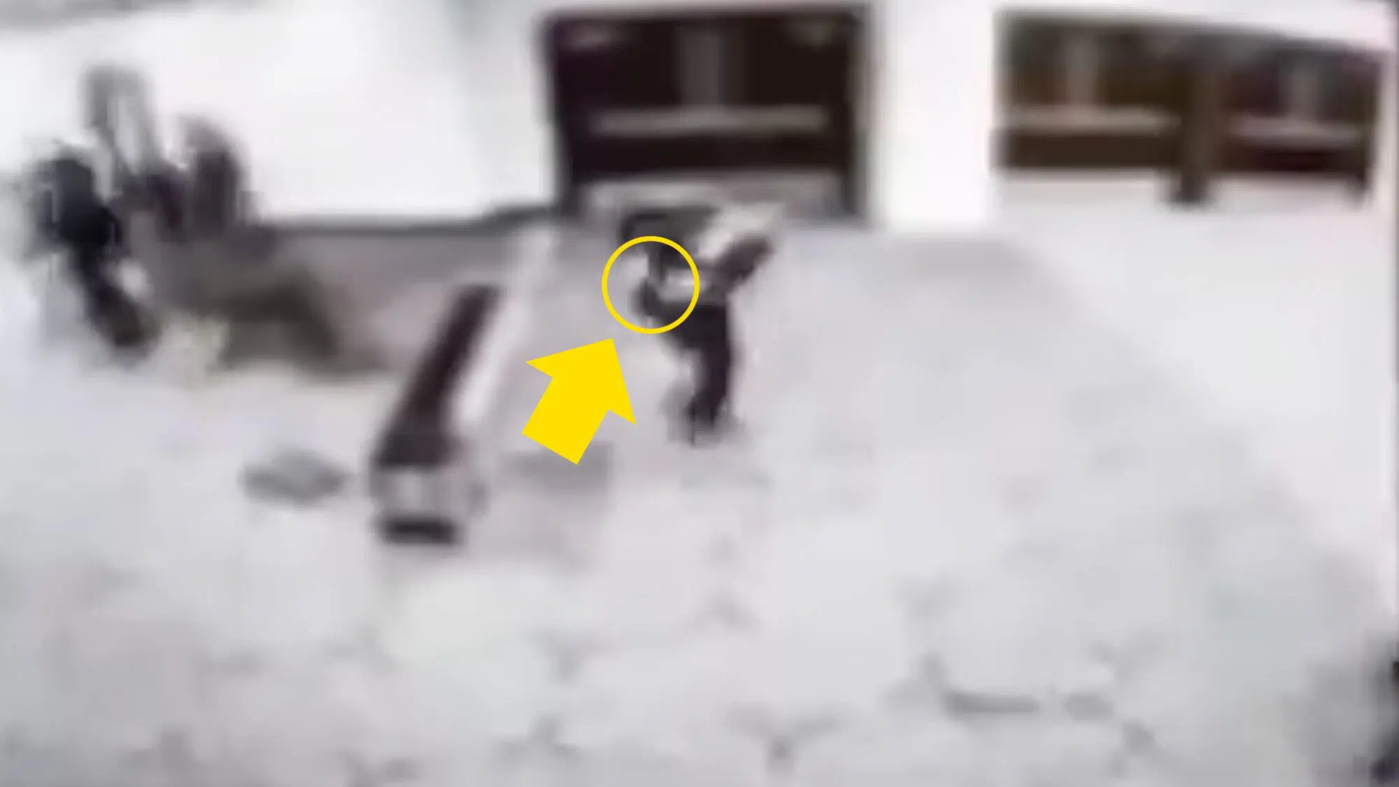 Uno degli agenti di sicurezza all'ingresso sembra cercare la sua arma mentre Cole Tomas Allen gli corre davanti