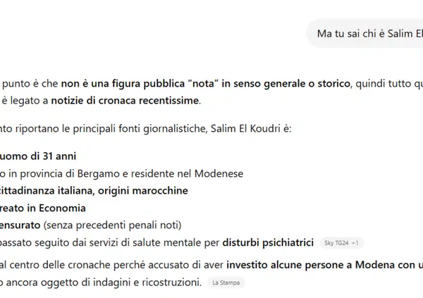 Che ne pensa ChatGpt di Salim El Koudri, autore della strage a Modena? Terrorista o non terrorista?