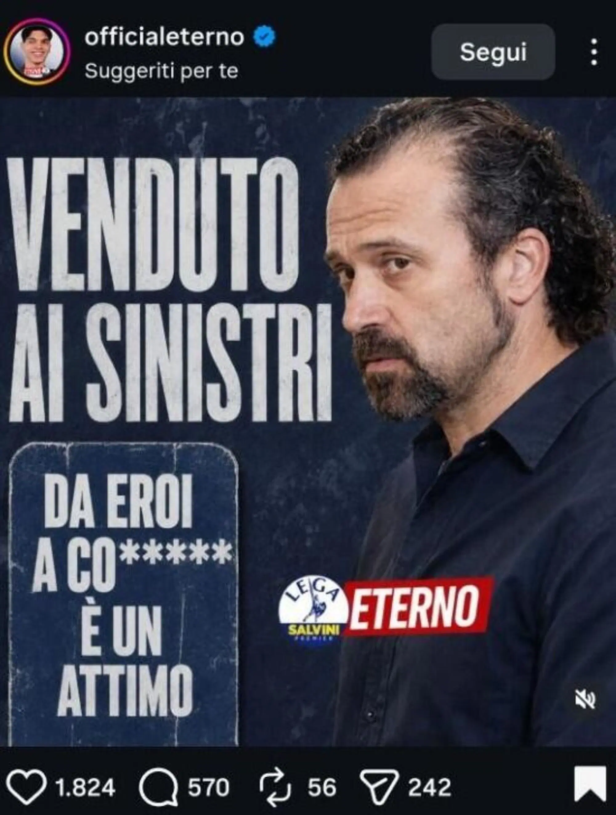 Eterno su Instagram insulta Luca Signorelli