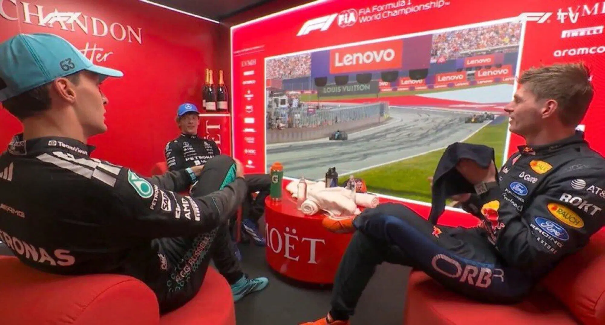 Russell Antonelli Verstappen retropodio
