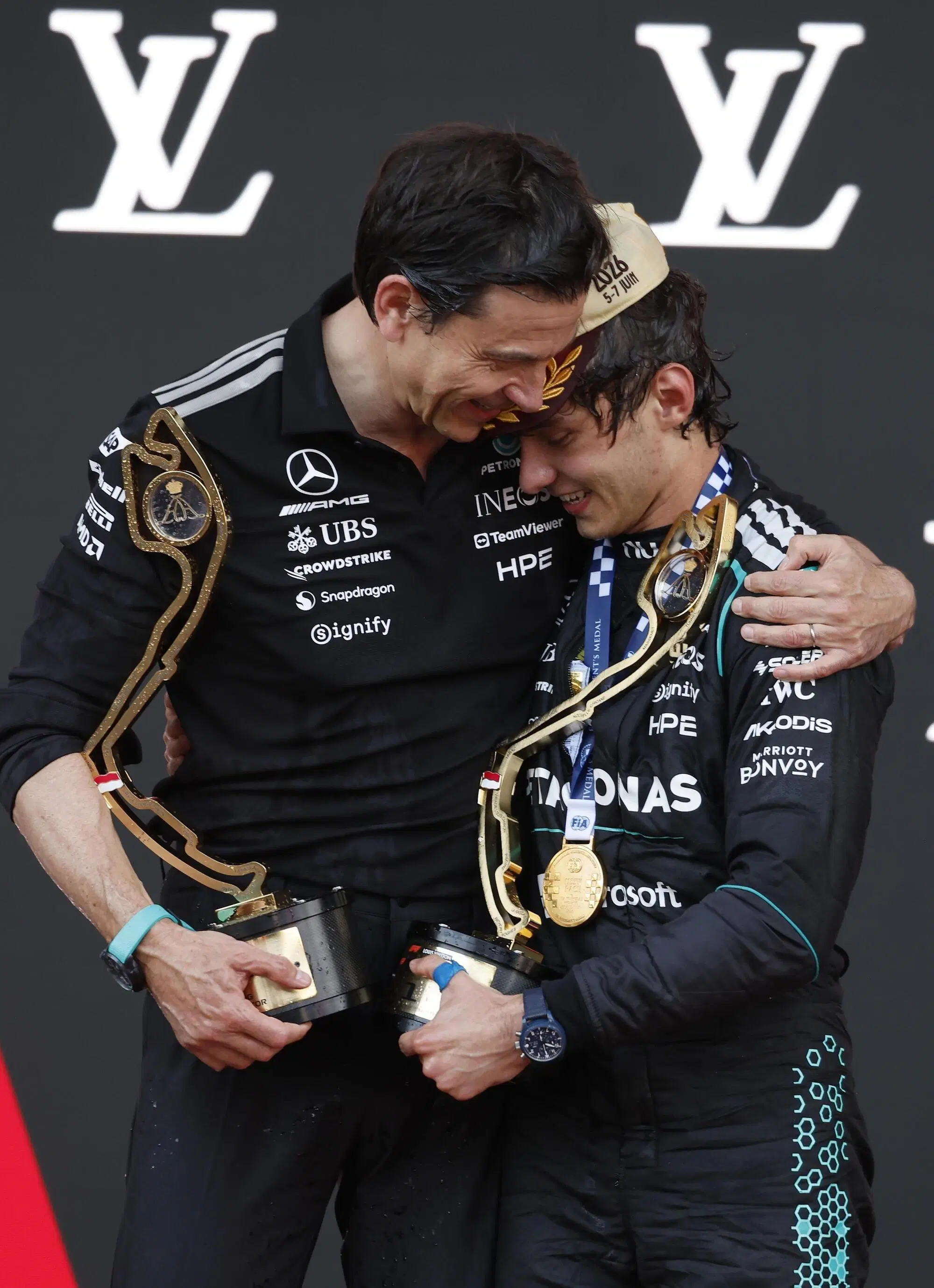 Kimi Antonelli Toto Wolff podio Monaco