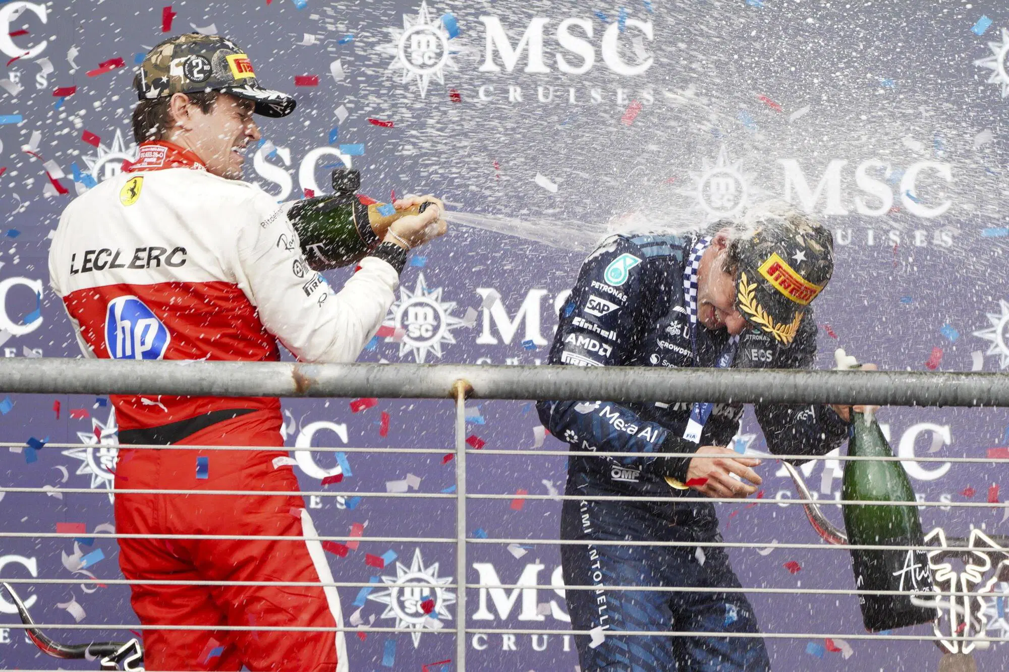 Charles Leclerc Podio Austin Kimi Antonelli